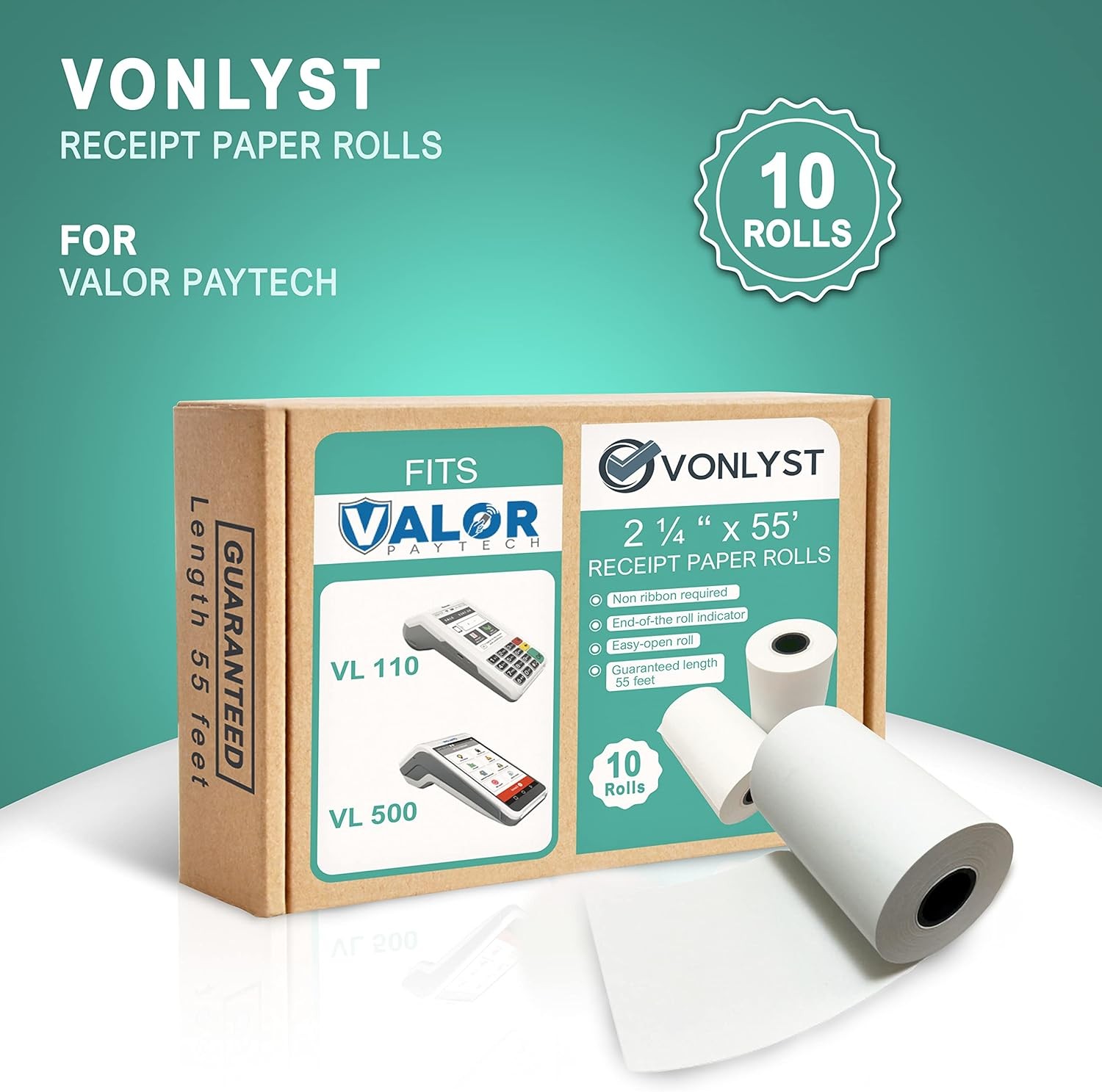 Receipt Paper Roll for Valor Paytech VL 110 and 500 White Thermal