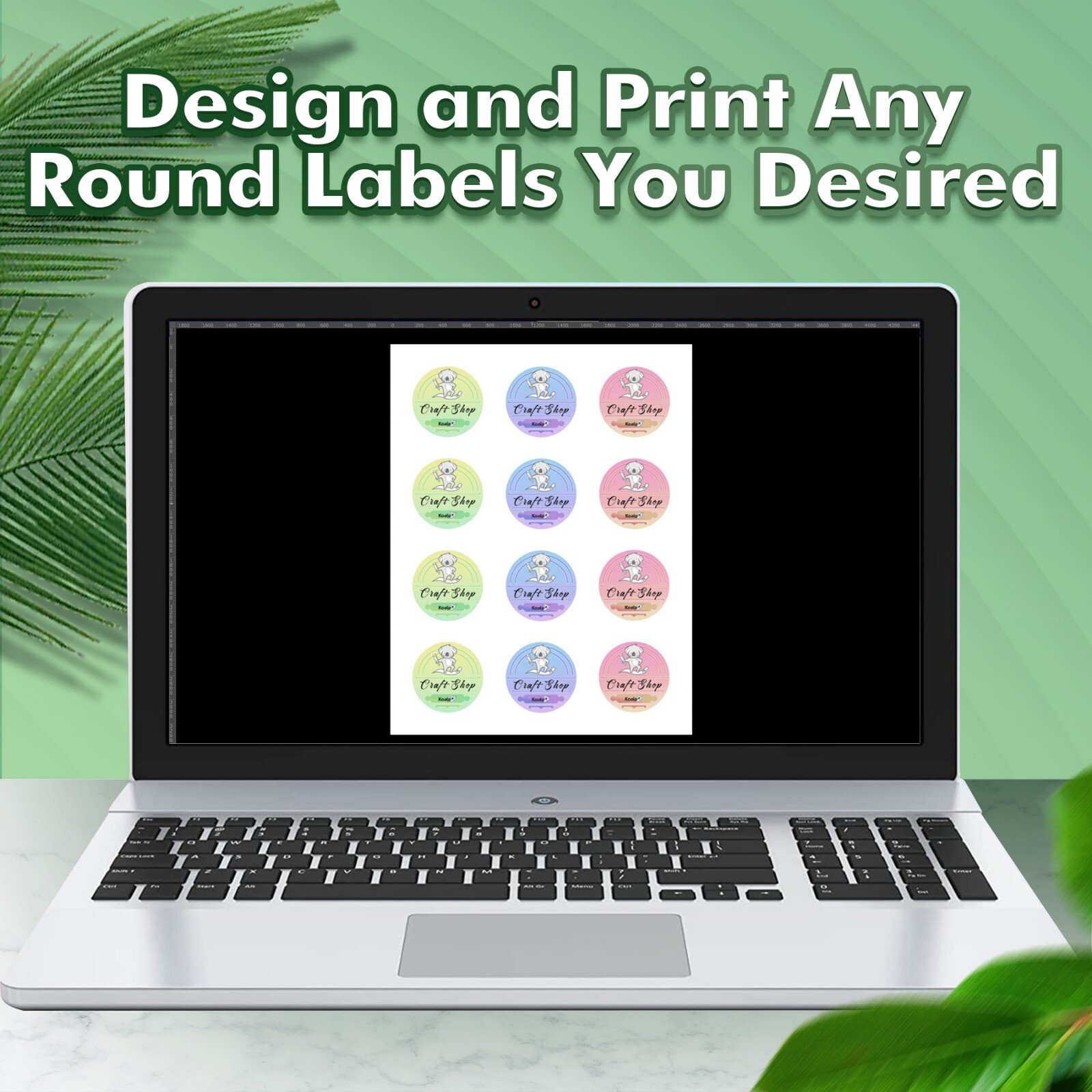 Koala Round Label 2 In, Waterproof Sticker Paper for Inkjet / Laser Matte White