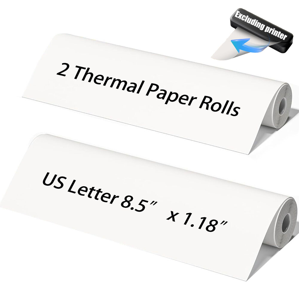 2 Rolls A4 Thermal Printer Paper 8.5×11″ for M08F M832 M834 Portable Printer US