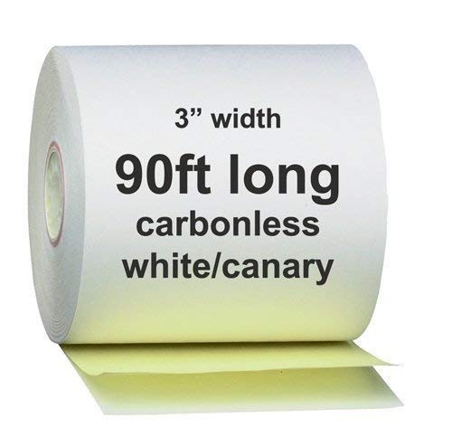 AM-Ink Two Ply Carbonless POS Receipt Paper Rolls 3″ x 90′ 2-Ply White