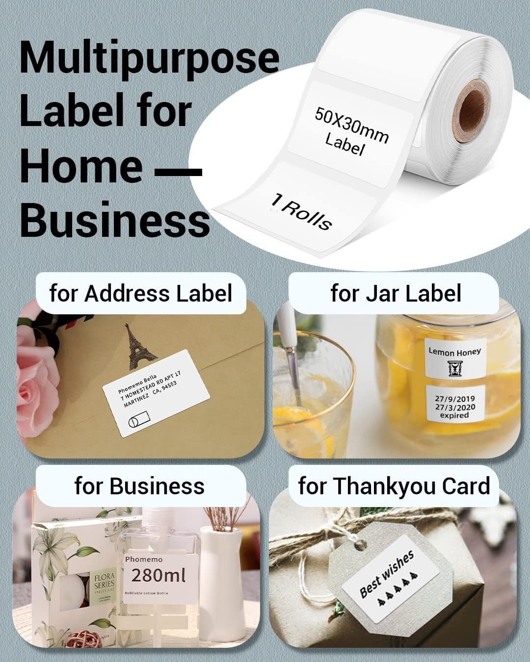 Phomemo Thermal Sticker Label for M110/M100/M108/M220/M250/M221 Label Printer