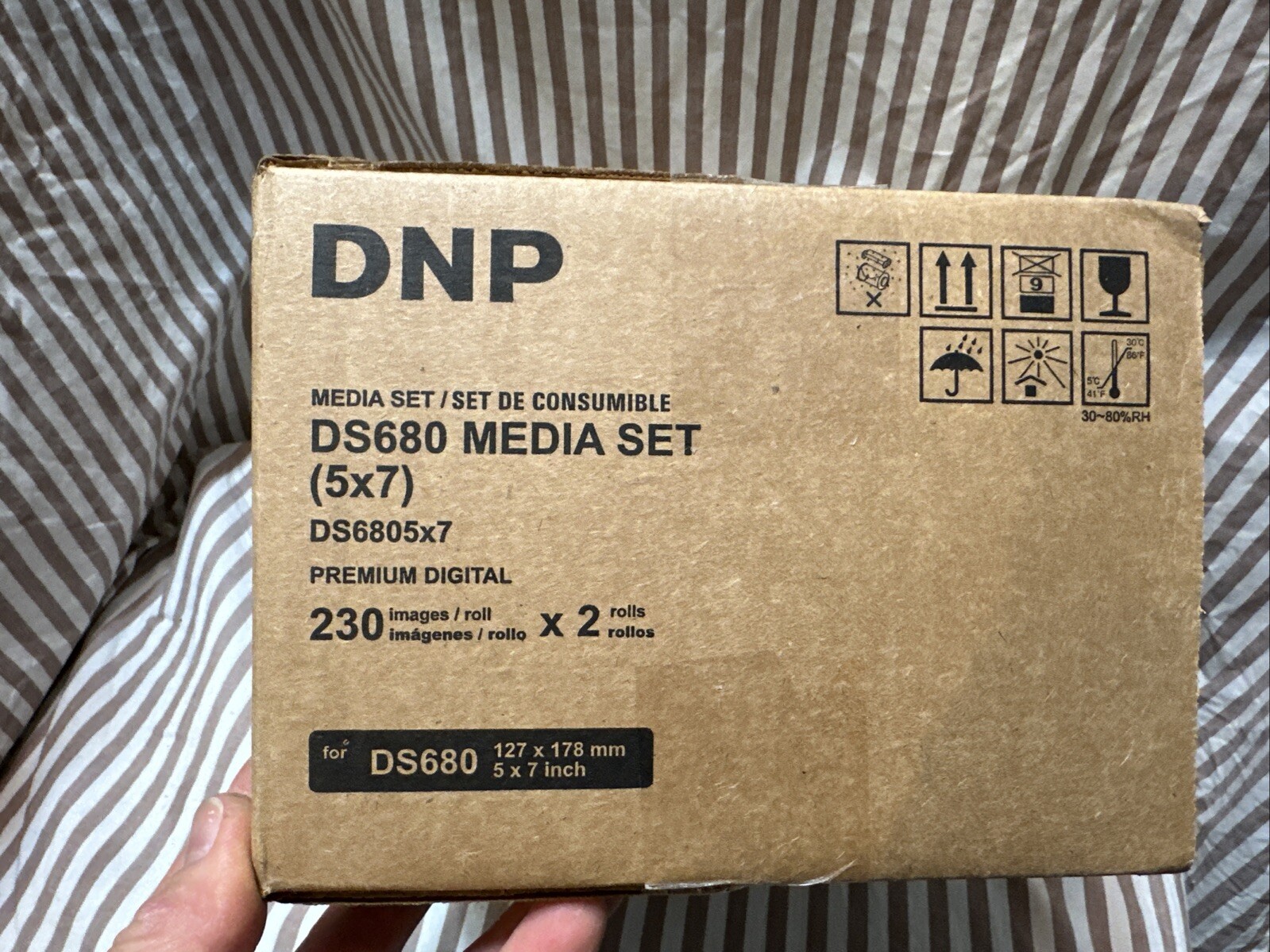 DNP DS680 media set 5×7 2 Rolls of Paper + Ribbon 460 Images New sealed