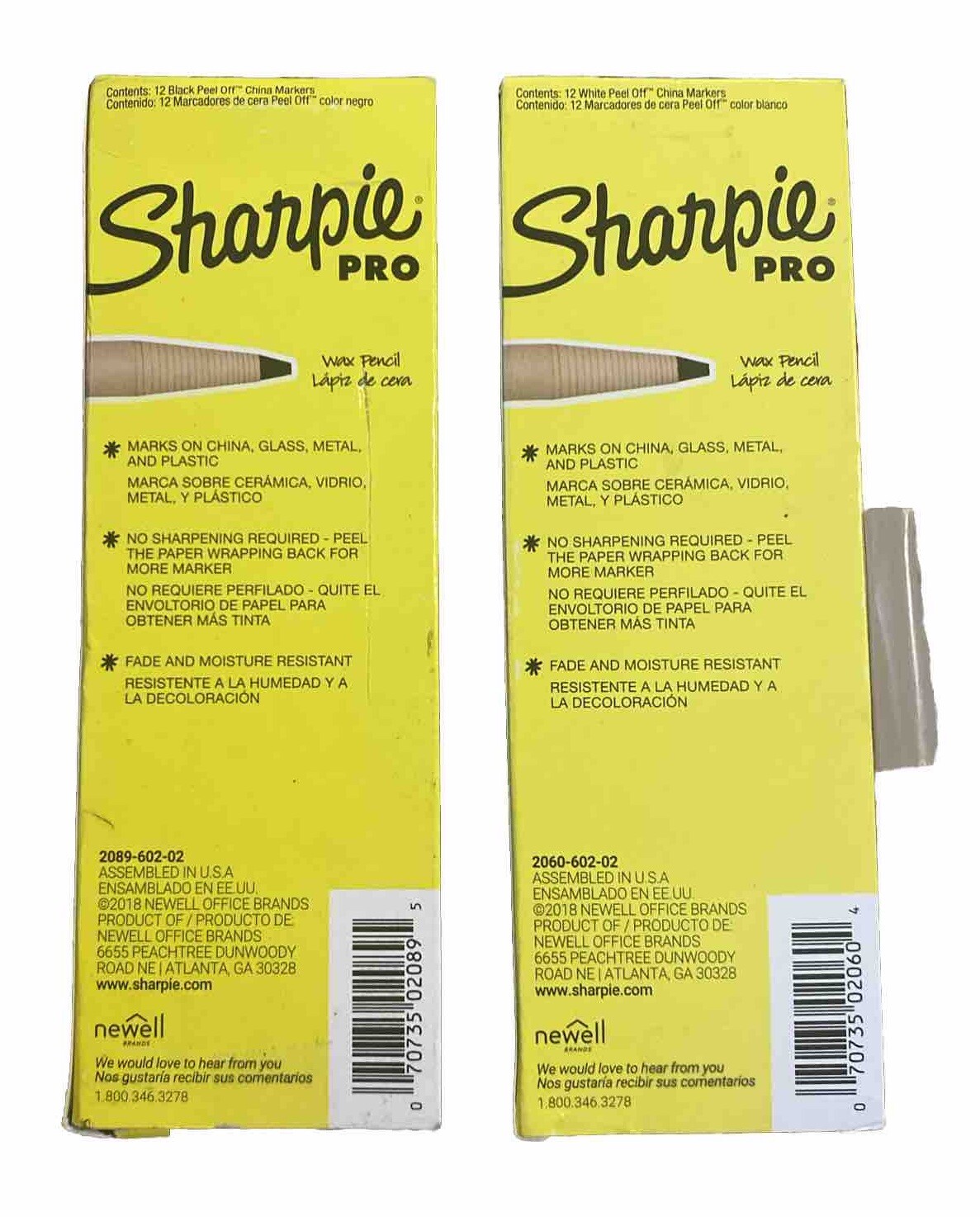 (QTY 2 BOXES = 24) Sharpie Peel-Off Markers, White And Black Writes on Glass