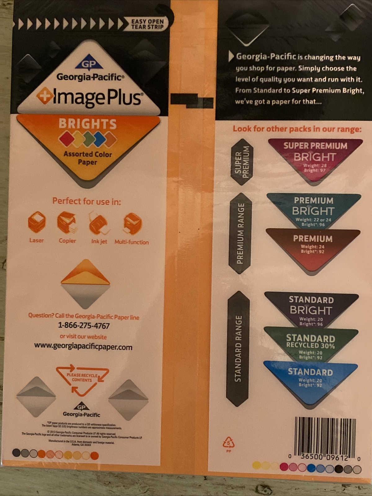 Brights Colored Paper, 8-1/2 x 11, Assortment, 500 Sheets 24 Lb Georgia Pacific