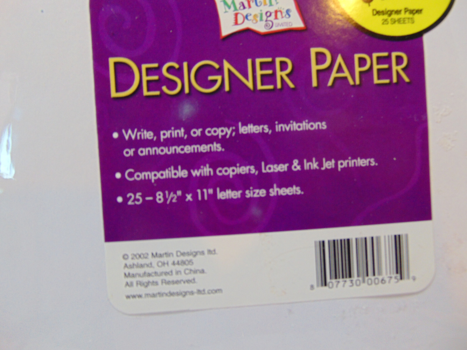 Vtg. Martin Designs Designer Paper Smiley Faces Flowers 25shts Sealed pack 2002