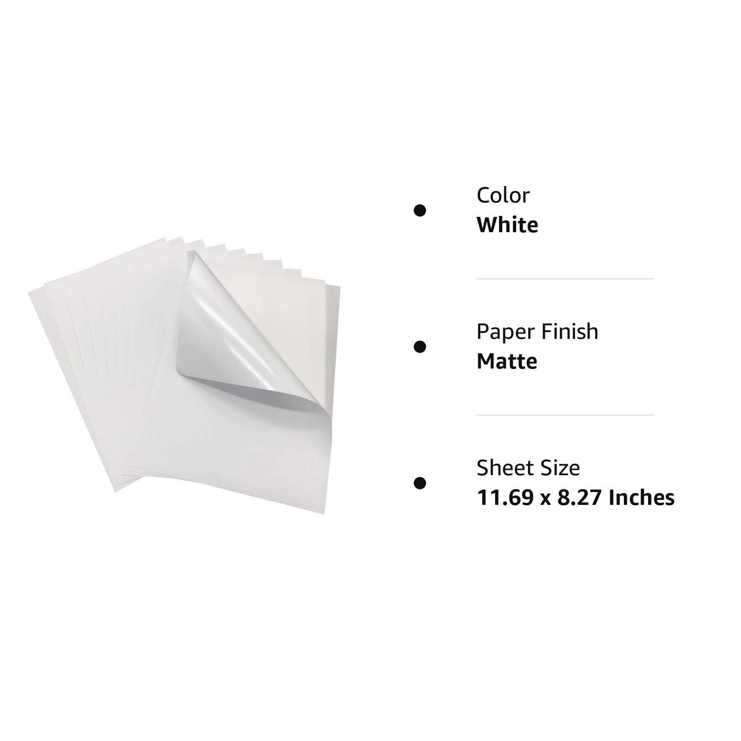 Pack of 100 Sheets-High Sticky Printable Matte Self Adhesive Full Sheet A4 St…