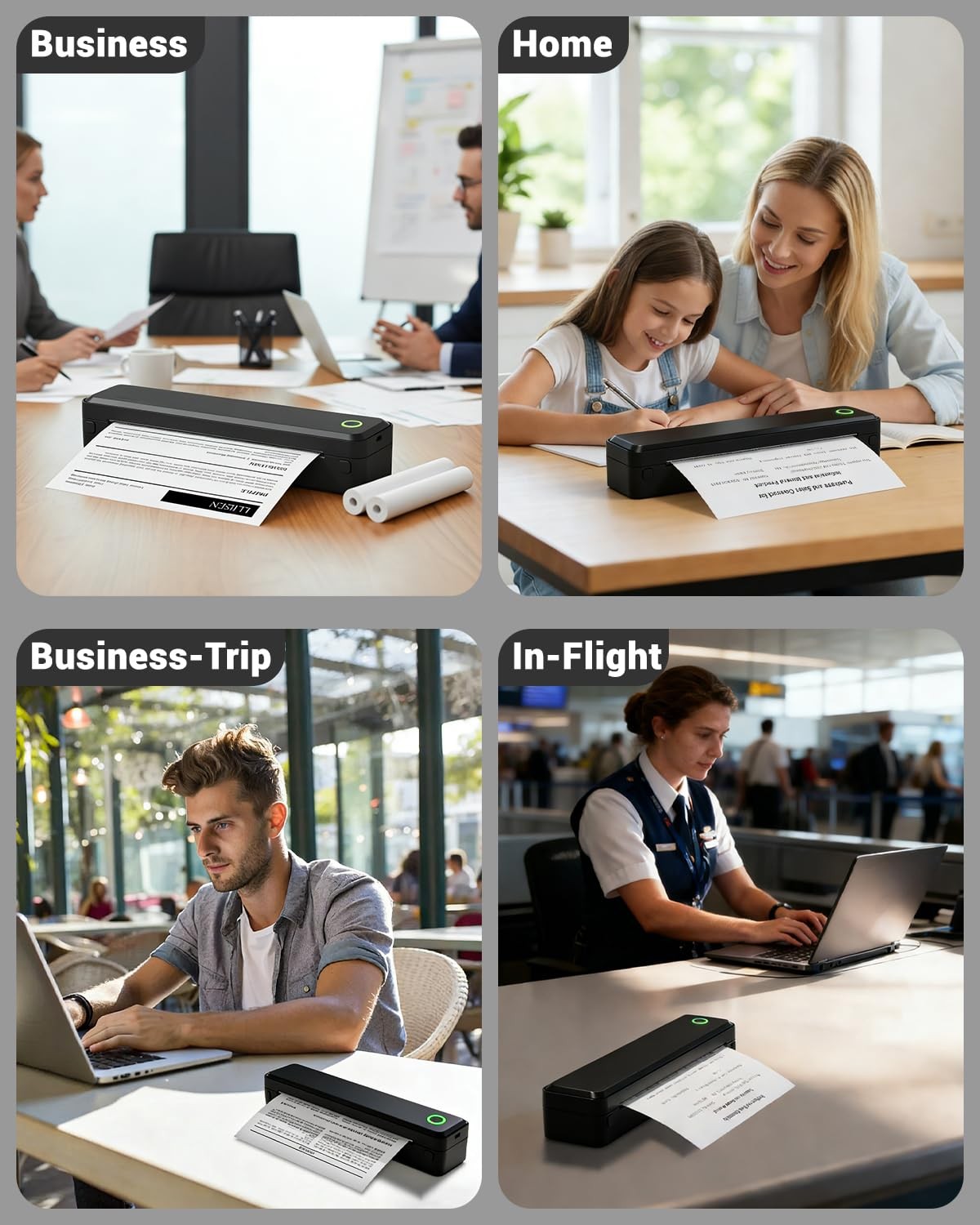 Labeer Portable Printer Wireless for Travel, Bluetooth Inkless Normal, Black