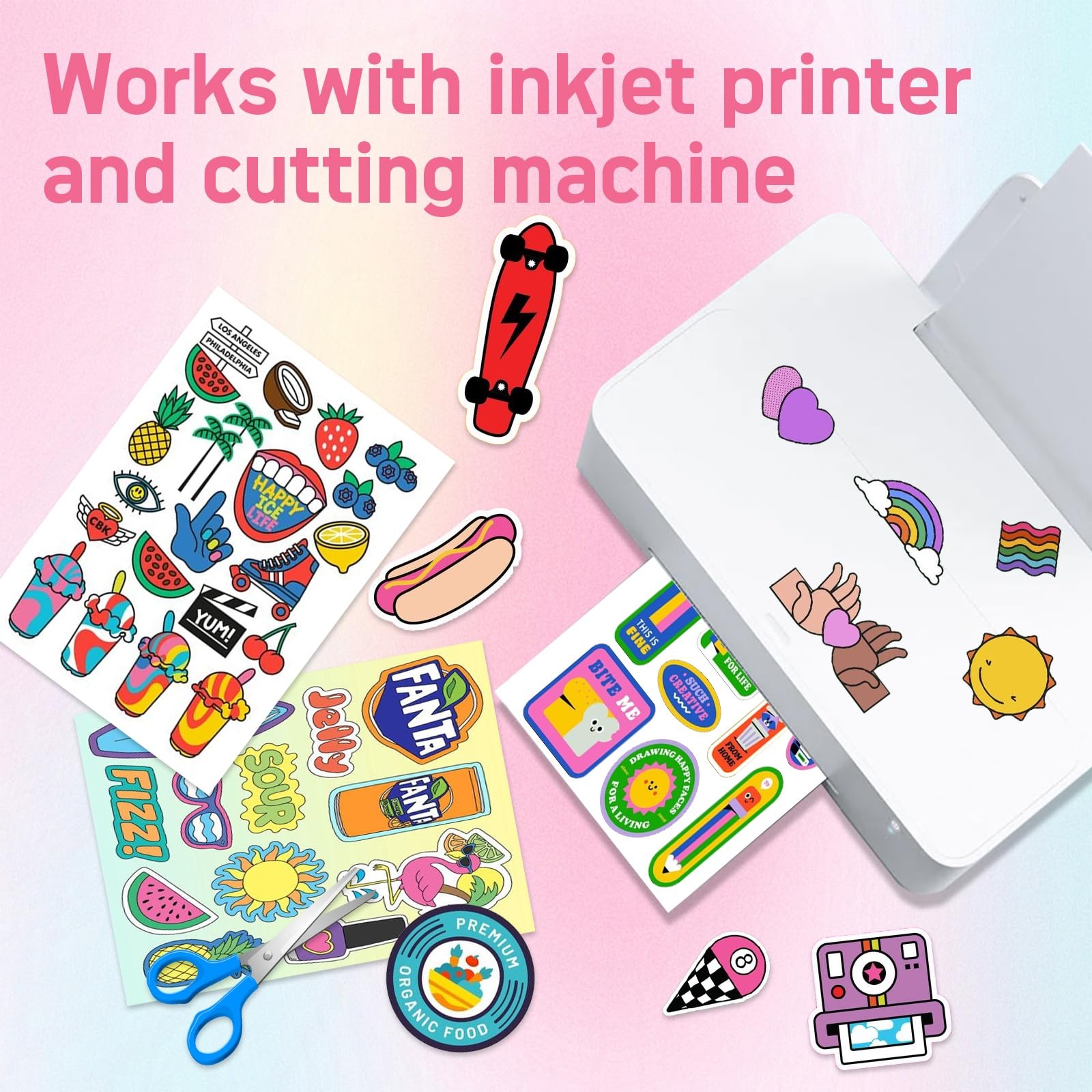 Hartwii Glossy Vinyl Sticker Paper 8.5x11in Letter Size 50 Sheets