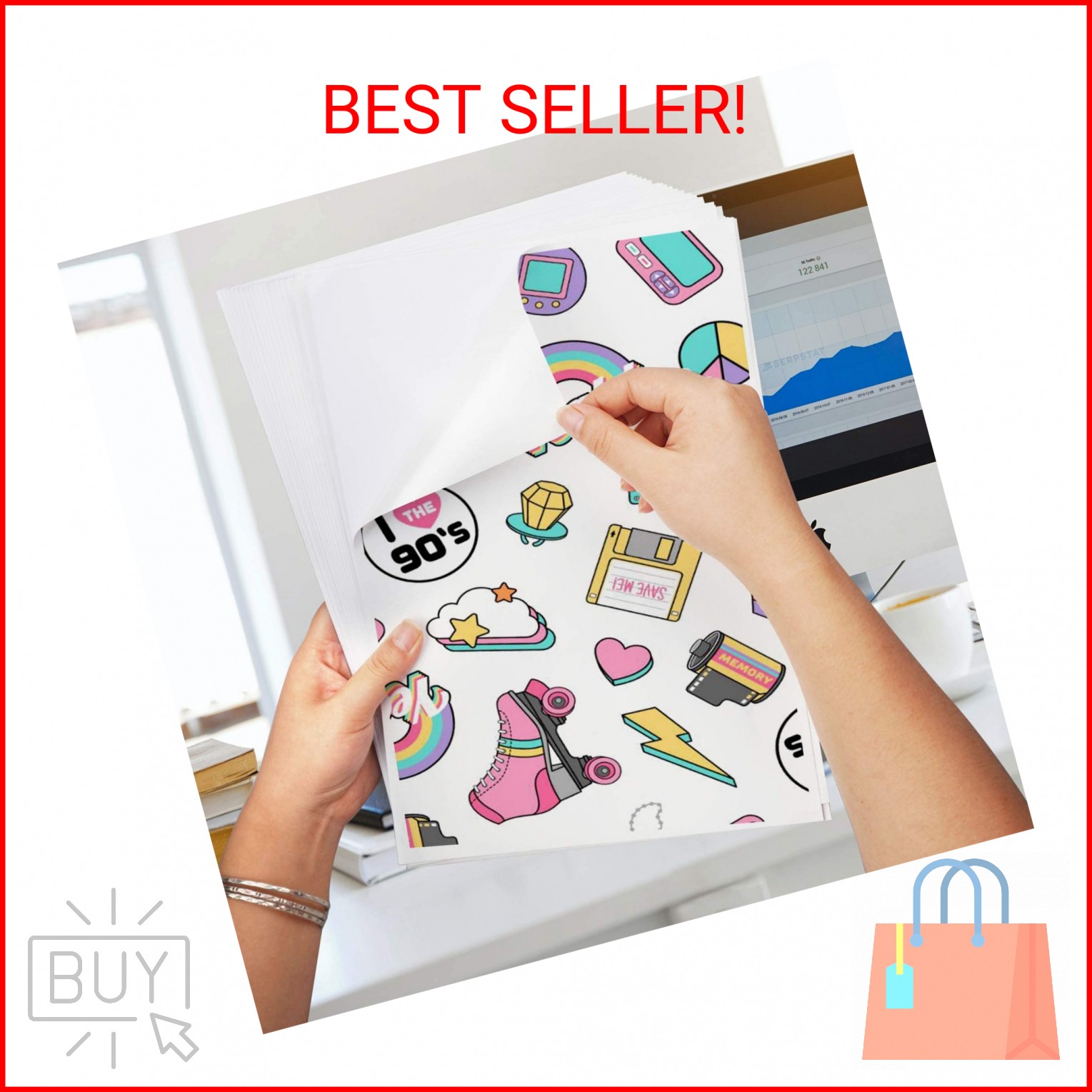 QYH Printable Vinyl Sticker Paper for Inkjet & Laser Printer – Matte White Water