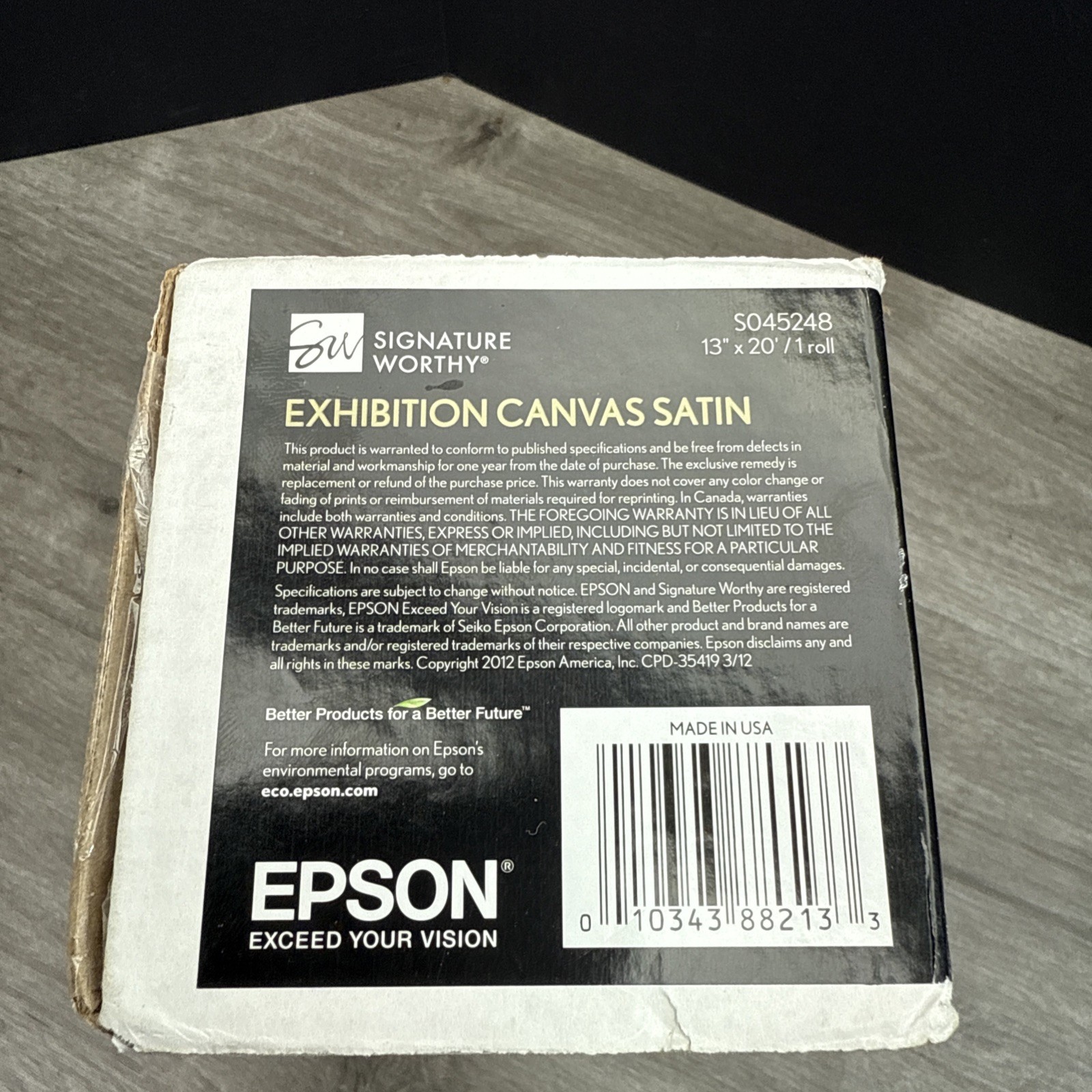 Epson Exhibition Canvas Matte | 13″ x 20′ – Roll S045255 Signature Partial Roll