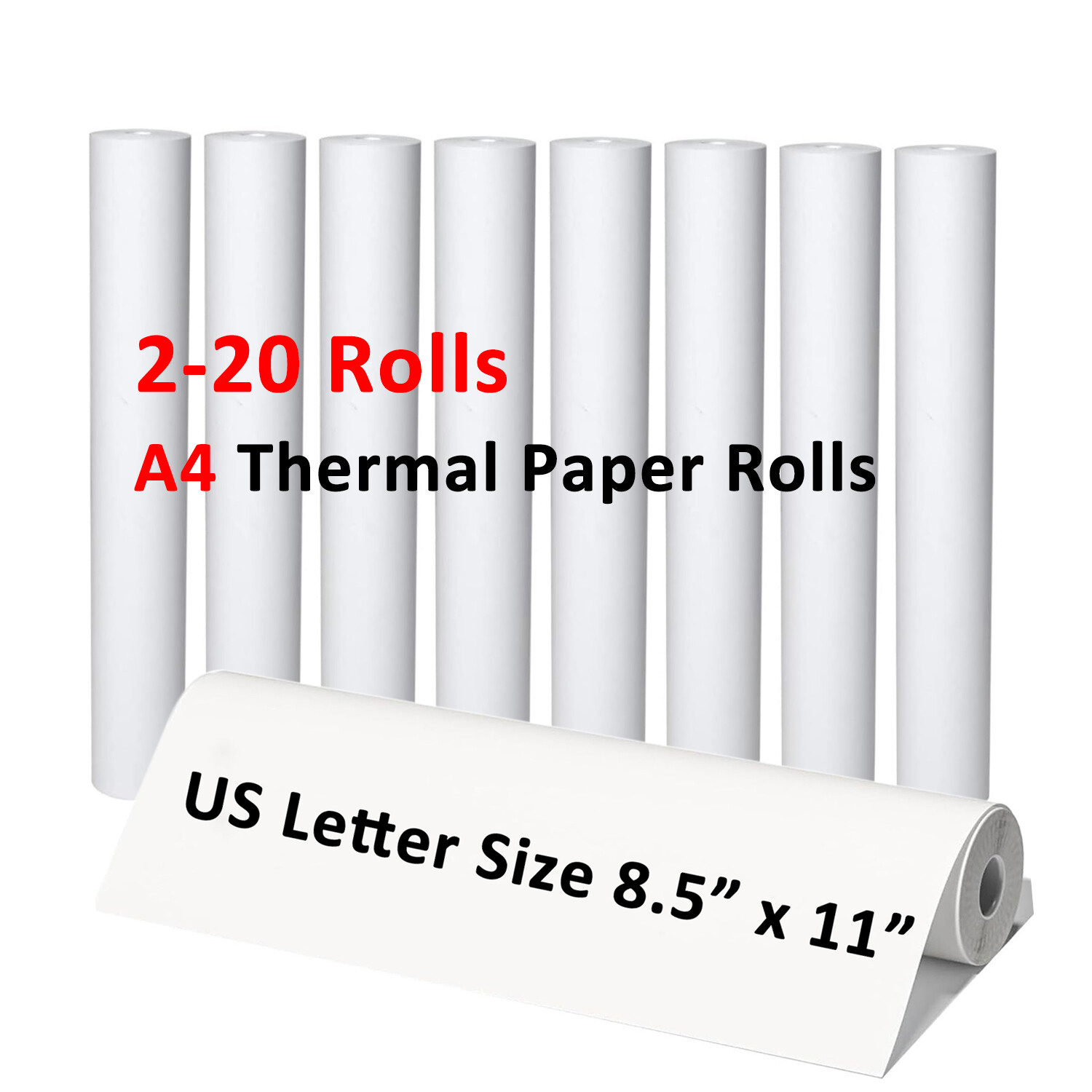 4-20 Rolls Thermal Printer Paper 8.5″x11″ US Letter Size Quick-Dry Thermal Paper