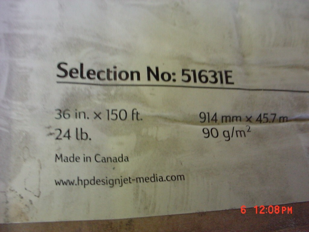 HP 51631E 36″ x 150 ft roll Special Inkjet Paper New in Box