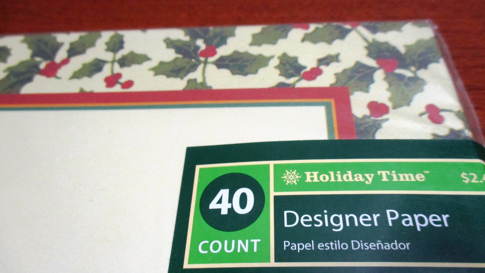 Holiday Time~8.5″x 11″ HOLLY & BERRY DESIGNER STATIONARY PAPER~40 Sheets~NIP
