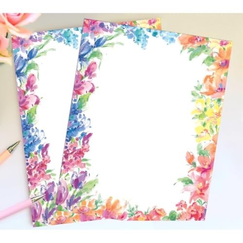 Bright Floral Letterhead 8.5×11 Paper 80 Sheets 60 lb Inkjet Laser Printer