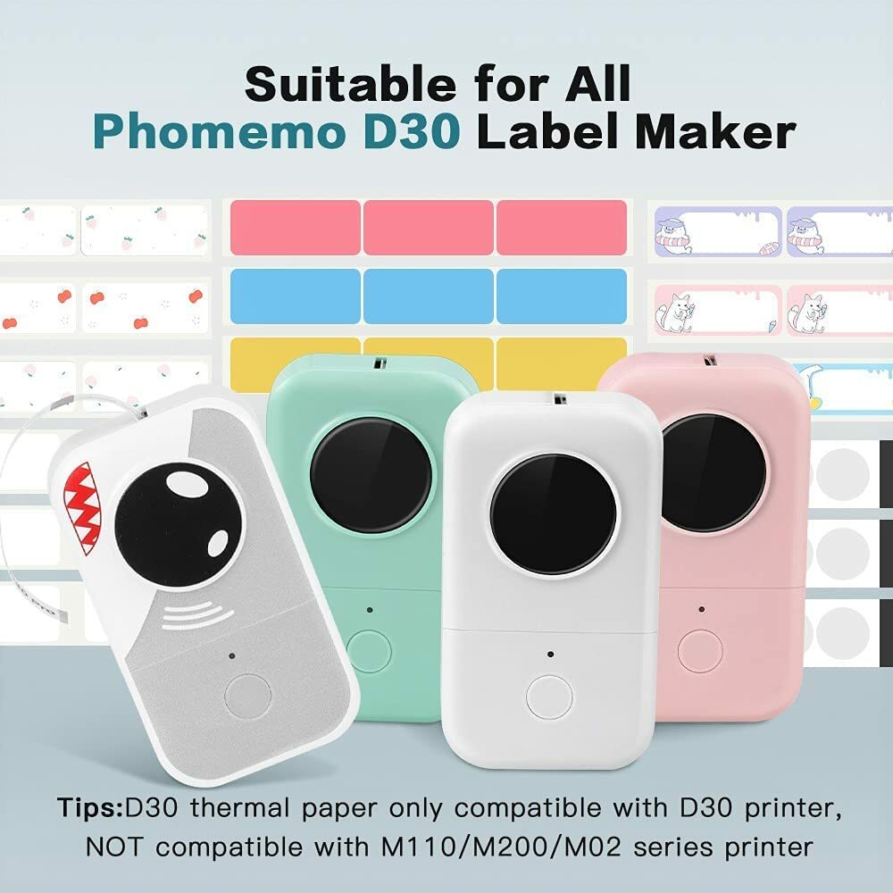 3 Rolls Adhesive Thermal Paper Sticker Label for Phomemo D30 Q30 Q31 Printer