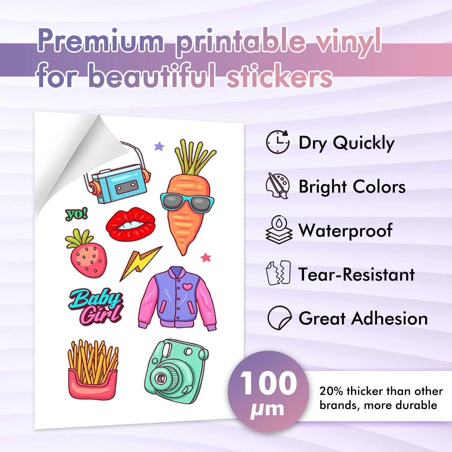 Koala Printable Vinyl Sticker Paper for Inkjet Printers – 20 Sheets Glossy Wh…