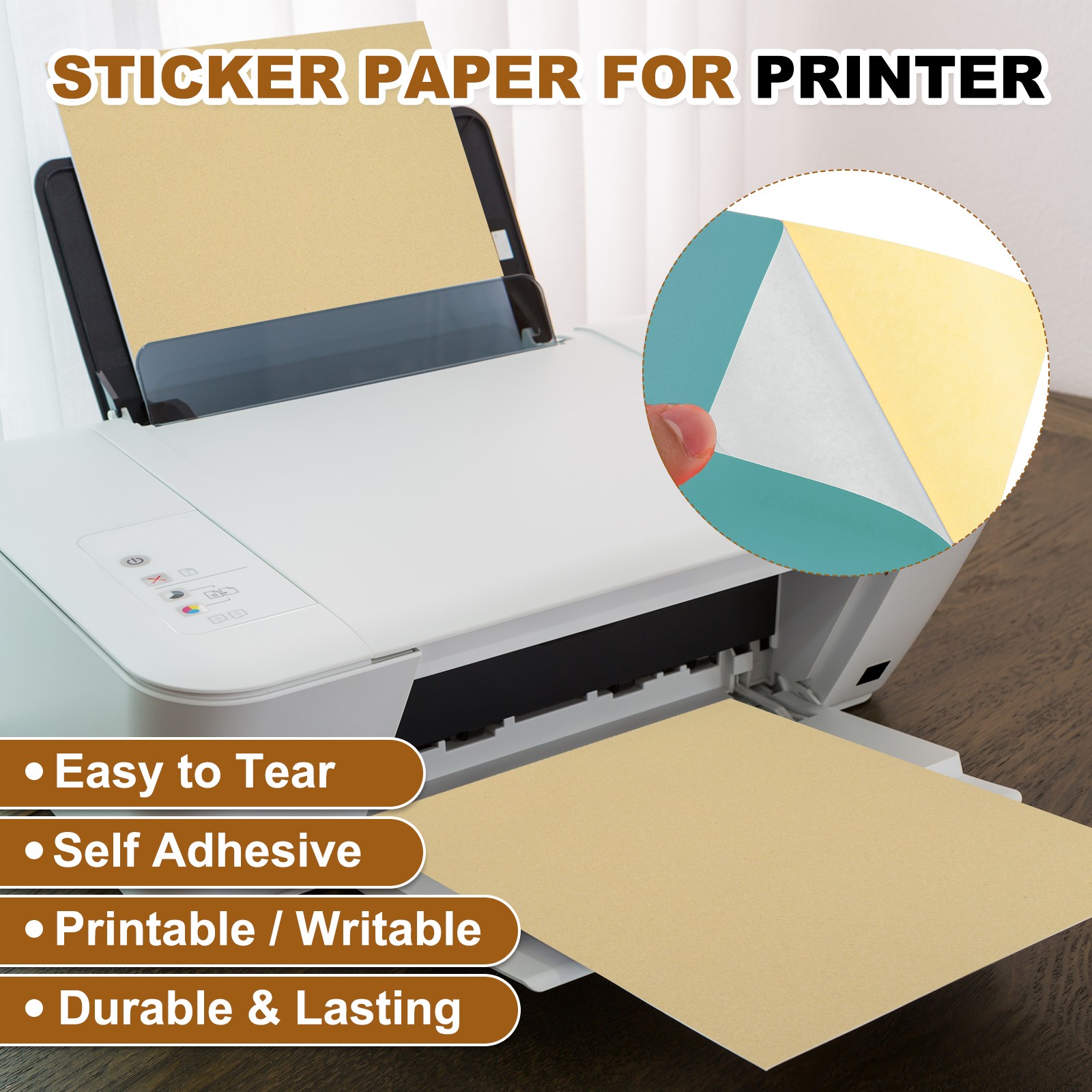 15 Sheets Printable Self Adhesive Sticker Paper for Laser Printer, Light Blue