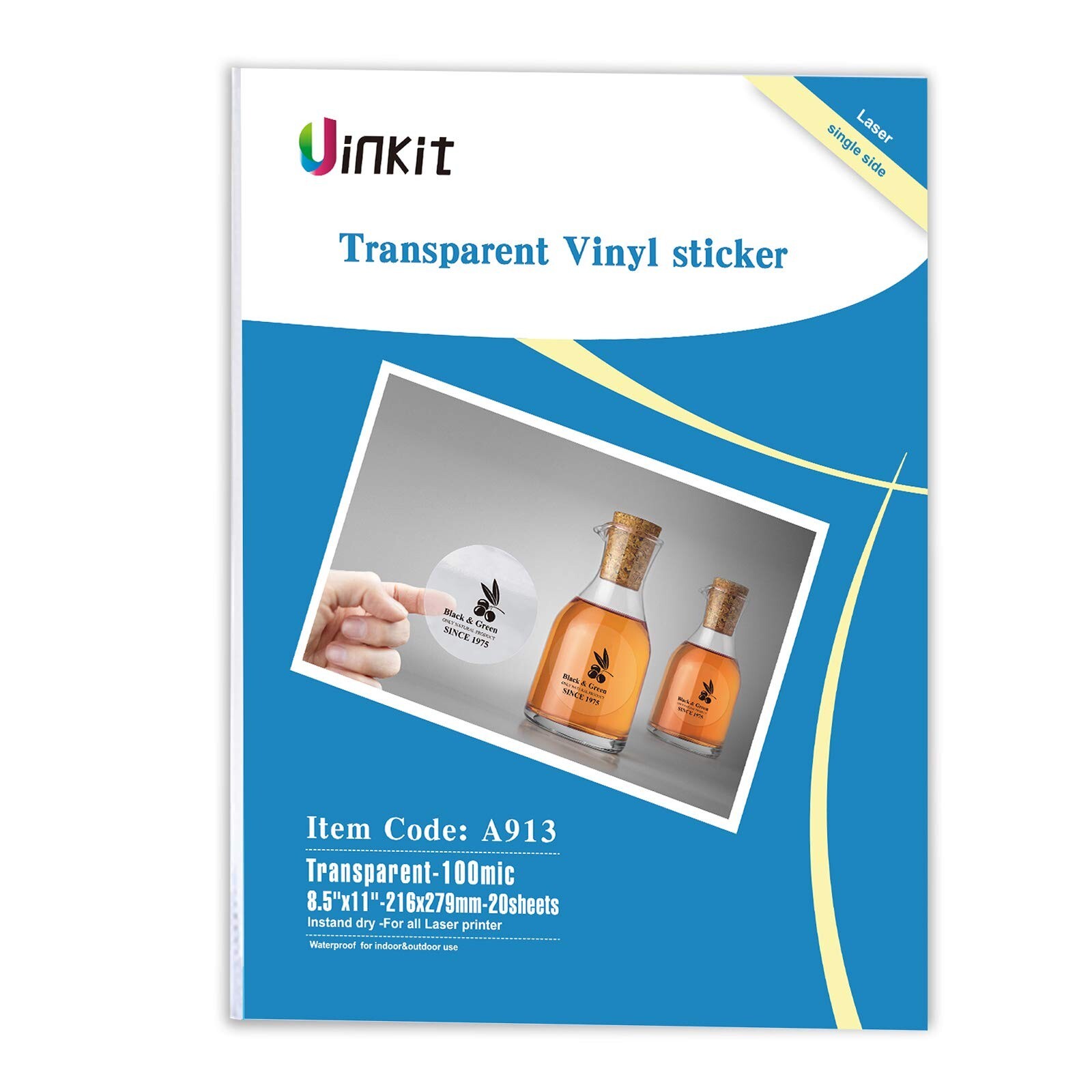 Uinkit Printable Clear Sticker Waterproof Transparency Vinyl Sticker Only For…