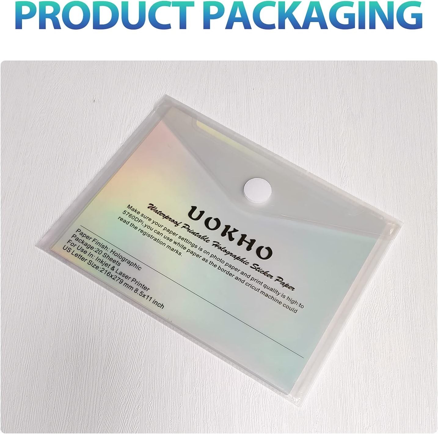 Holographic Sticker Paper for Inkjet & Laser Printer, 20 Sheets Printable Vin…