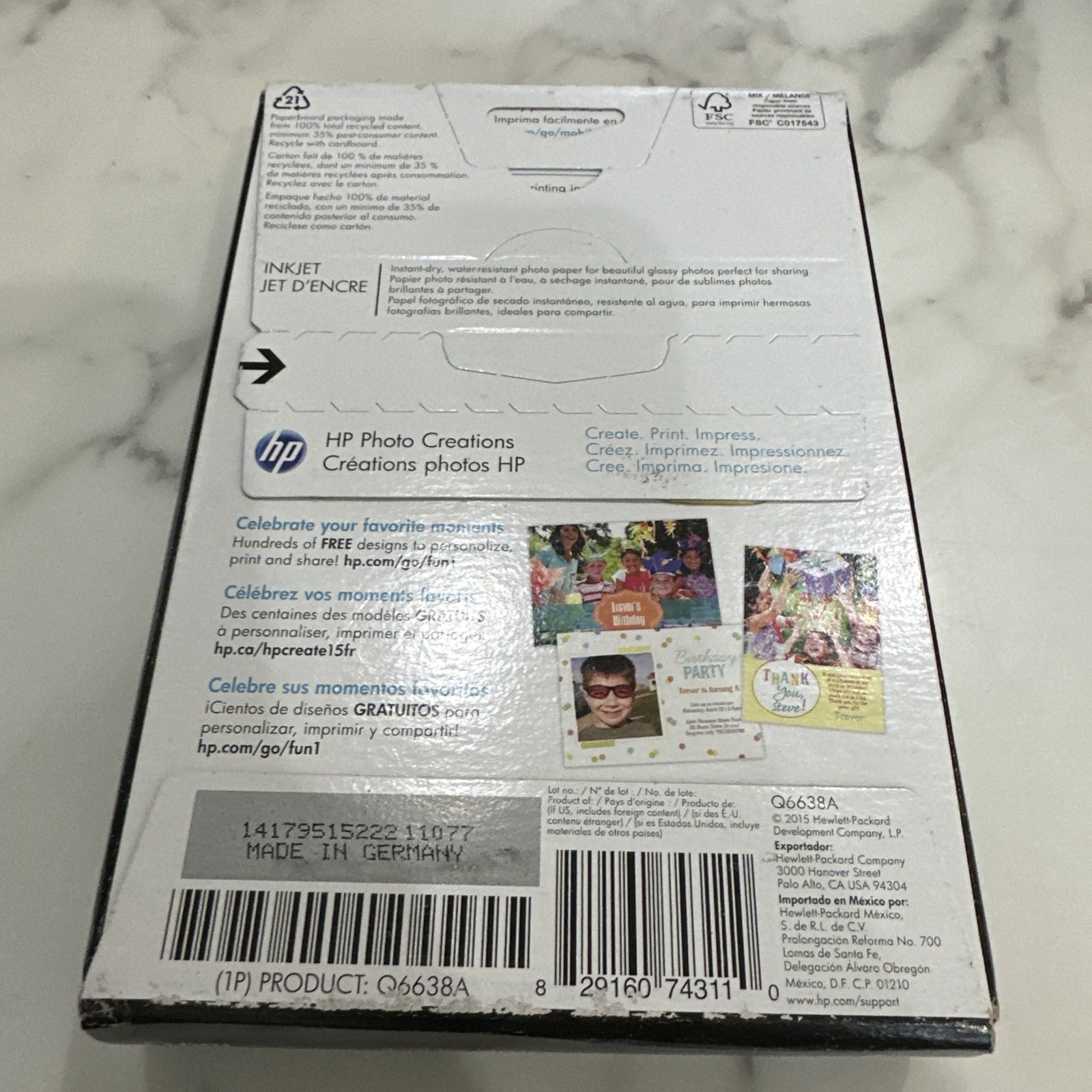 HP Advanced Photo Paper 4×6” Glossy 100 Pack NEW. Works with All Injet Printers