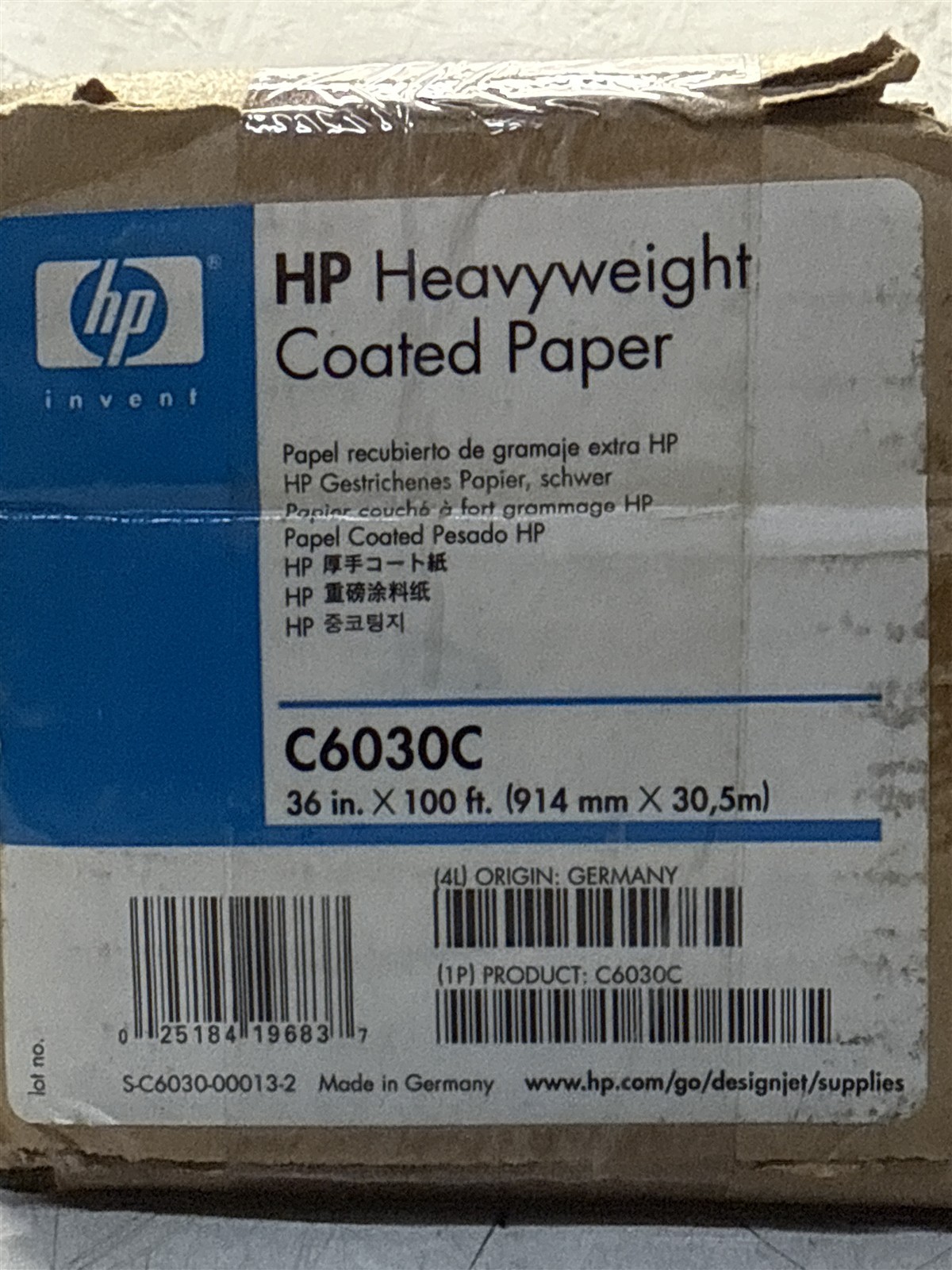 GENUINE HP C6030C HEAVYWEIGHT COATED PAPER ROLL 36in X 100ft NEW OPEN BOX