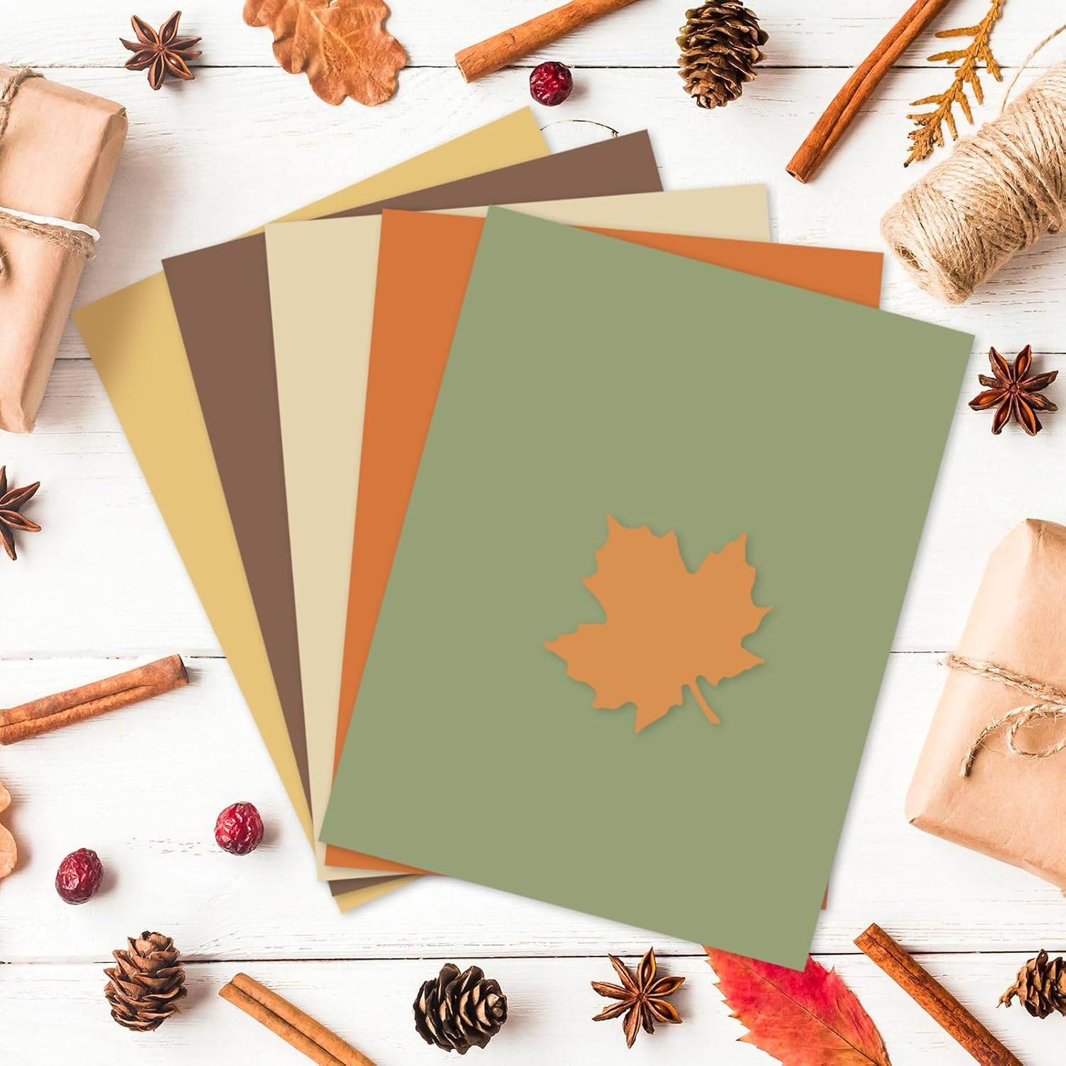 60 Sheets Boho Fall Colors Card Stock Paper Assorted Orange Green Brown Yellow C
