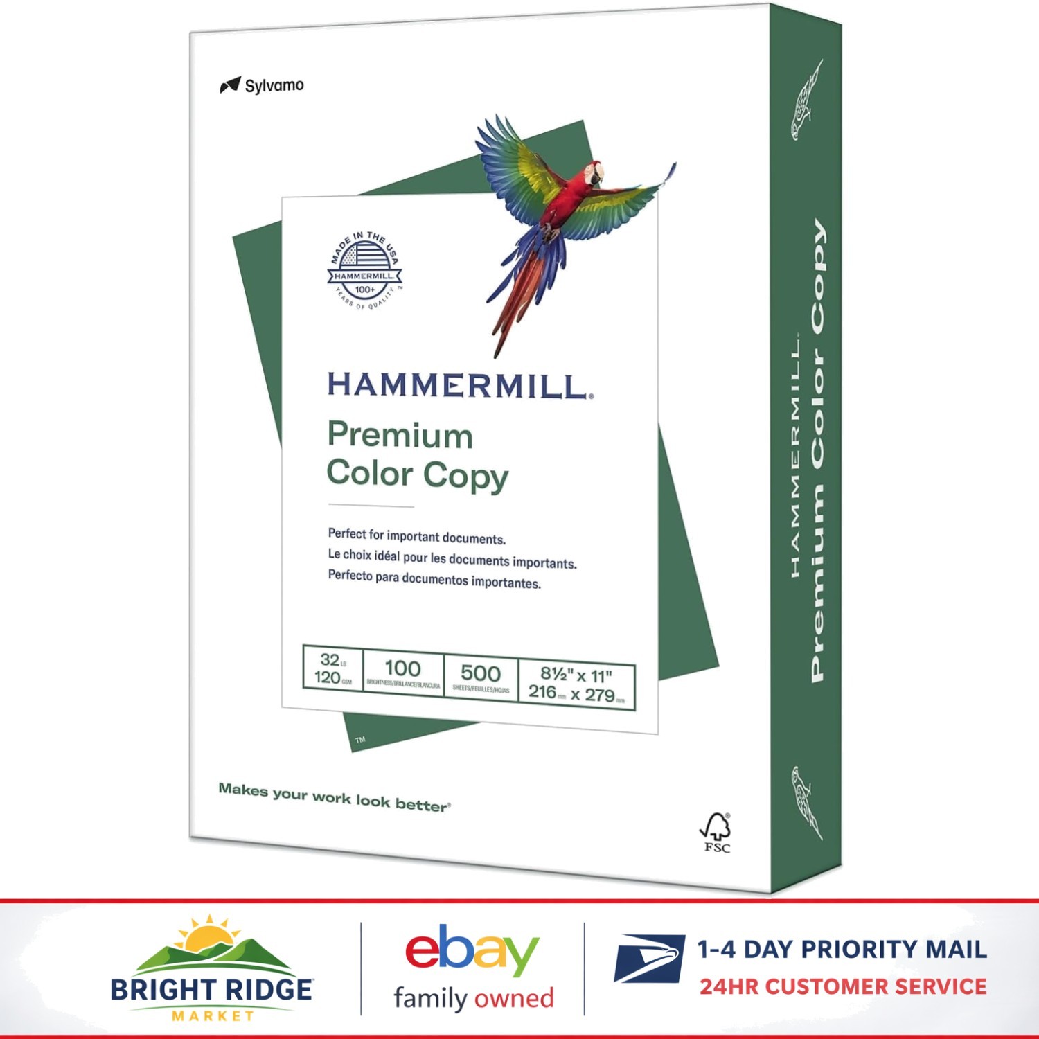 500 Sheets of Acid-Free 32lb Copy Paper, 8.5 x 11, Ideal for Color Printing