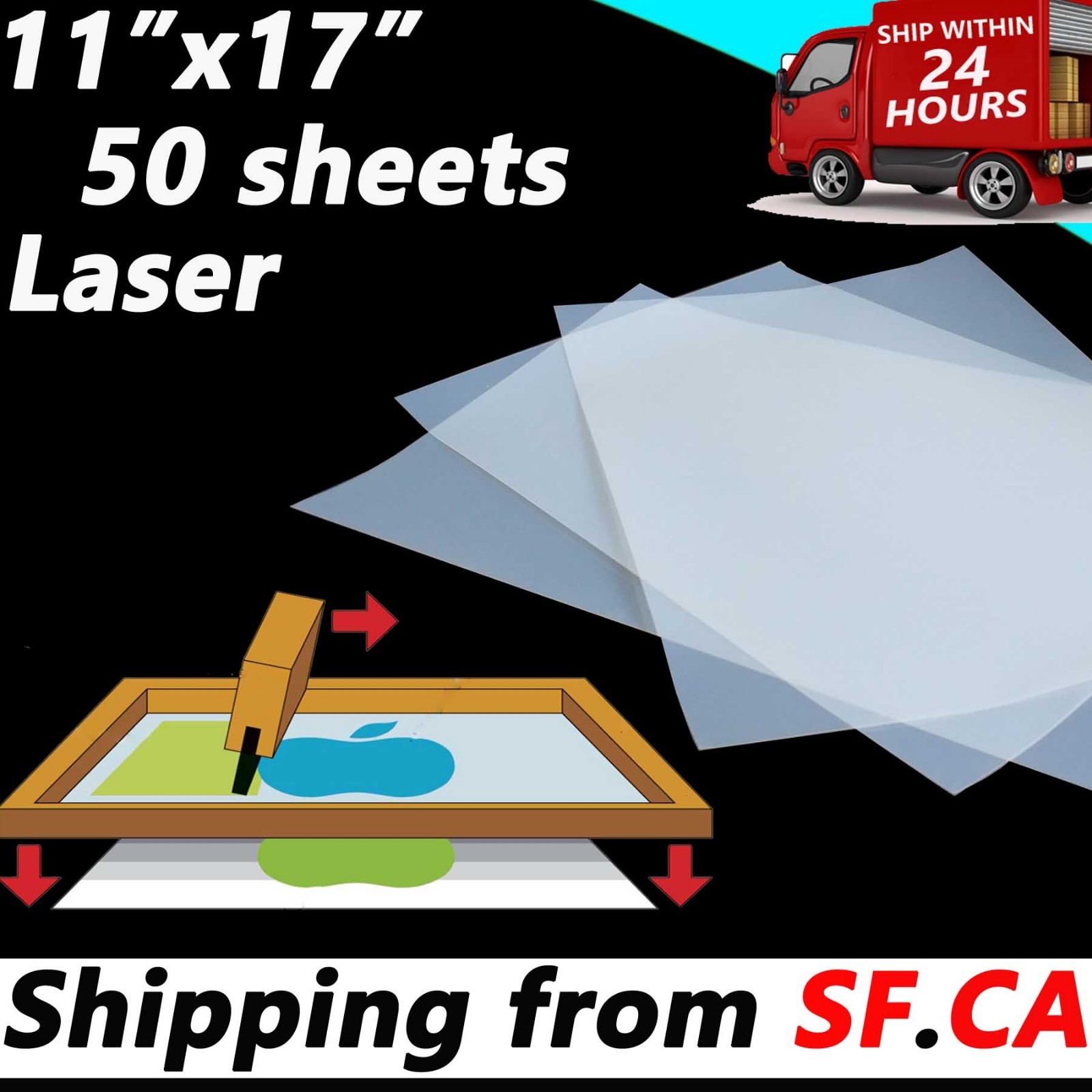 11″x17″，Silk Screen Printing Milky Transparency Laser Printing Film 50 sheets