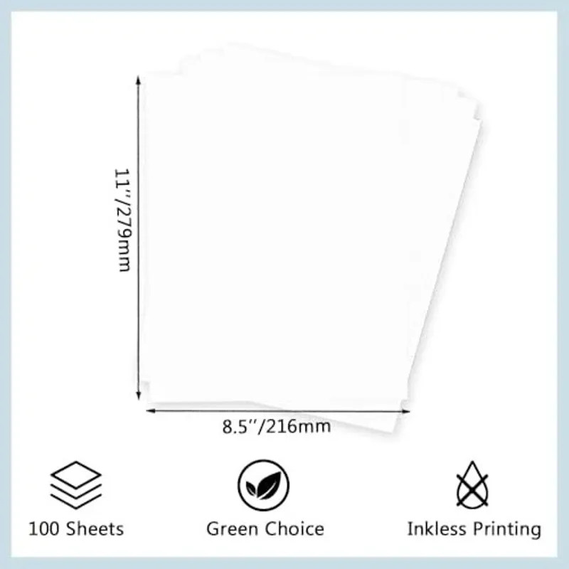 100 Sheets Thermal Printer Paper 8.5 X 11 Inch US Letter Size Thermal Paper