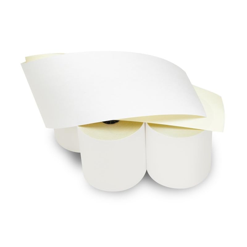 (50 Rolls) 3” x 95′ White/Canary 2 Ply 3″ x White/Yellow (2-Ply), white