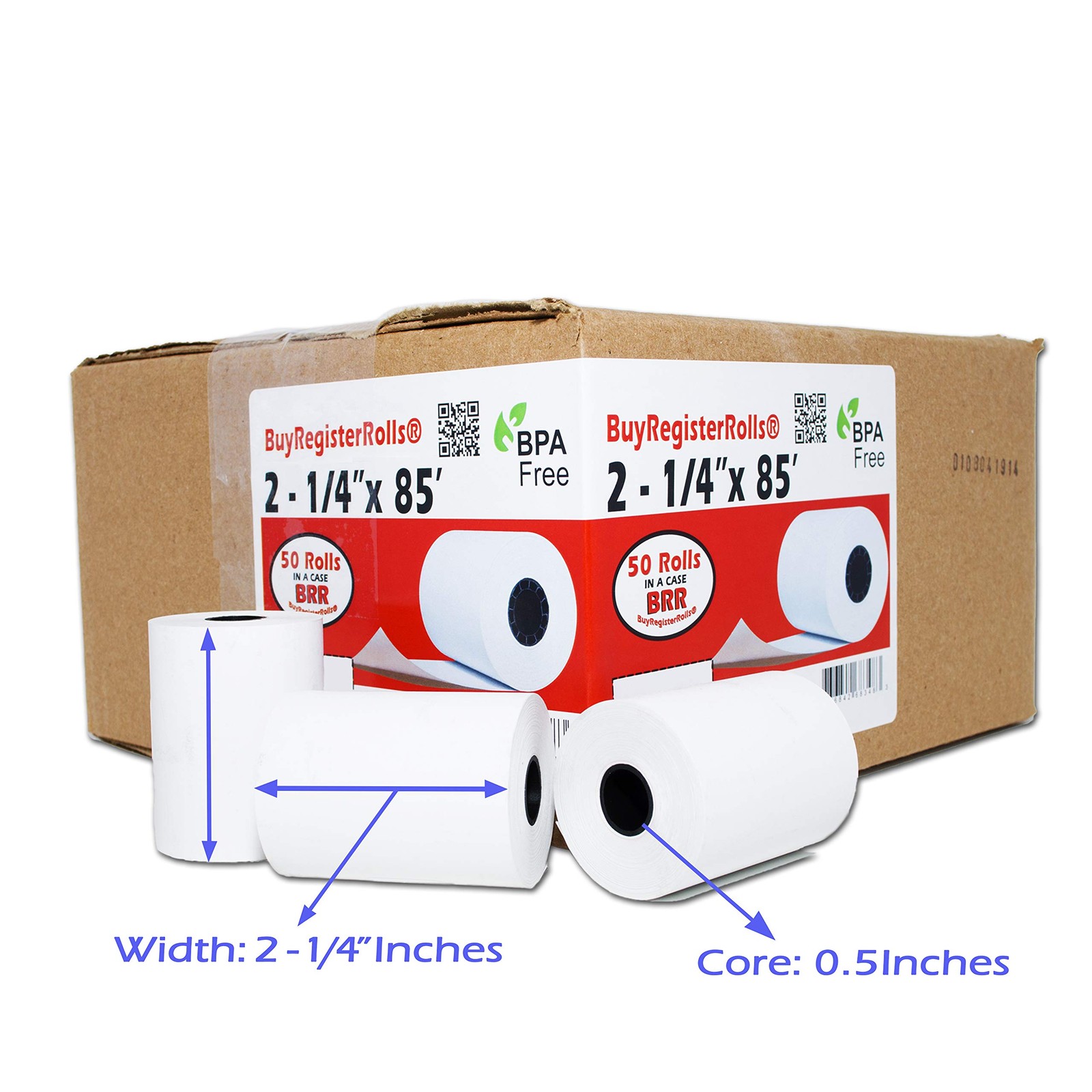 (100 Rolls) 2 1/4 x 85 Thermal Paper Receipt Rolls 2 Cases – 100 Rolls, White