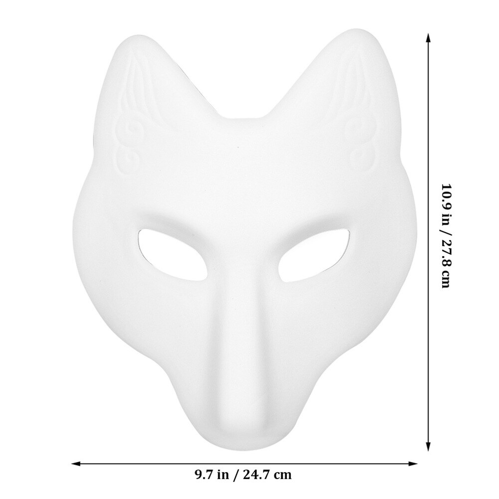 3pcs DIY Halloween Fox & Cat Masks – Paintable Kabuki Masquerade