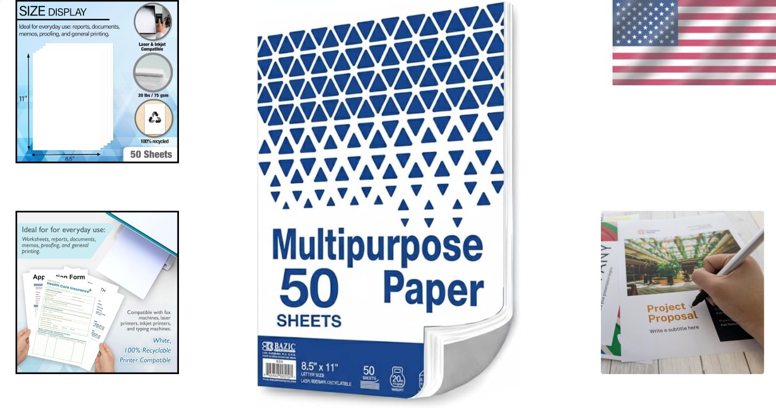 White Copy Paper 8.5 x 11 50 Sheets for Laser Inkjet Printers