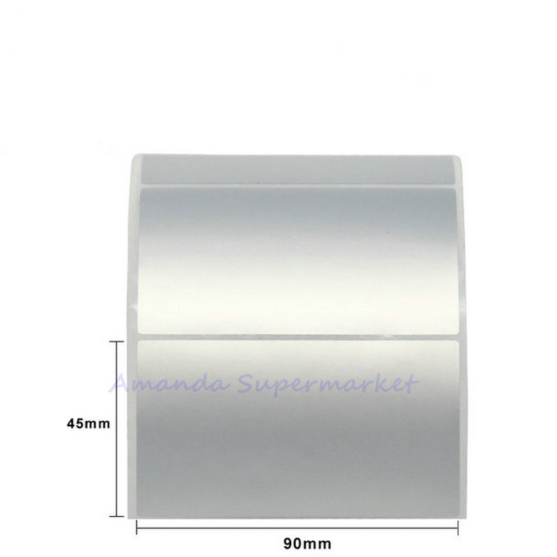 Silver PET Label Sticker 90*45mm 800pcs Thermal Transfer Silver PET Waterproof
