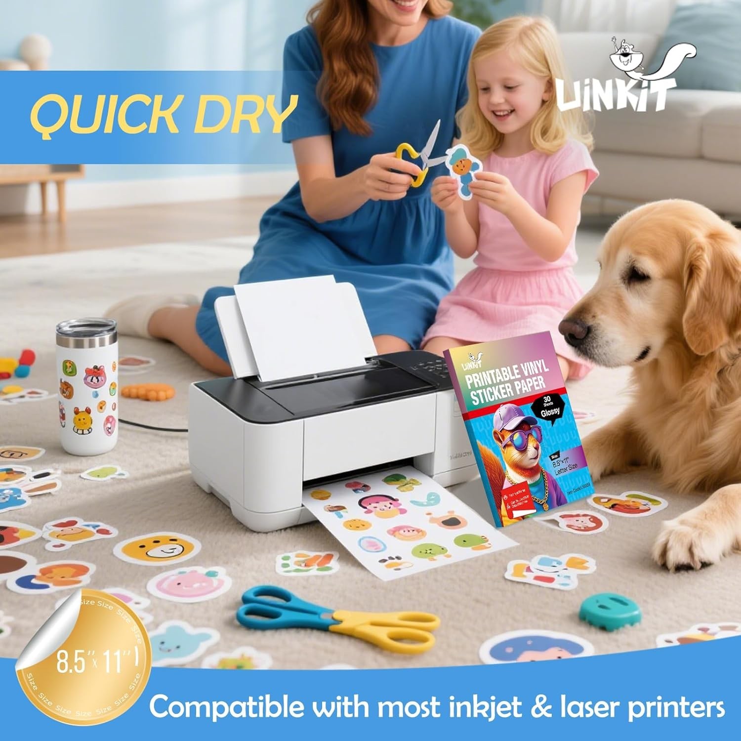 105 Sheets Printable Vinyl Sticker Paper for Inkjet Printer Cricut,included …