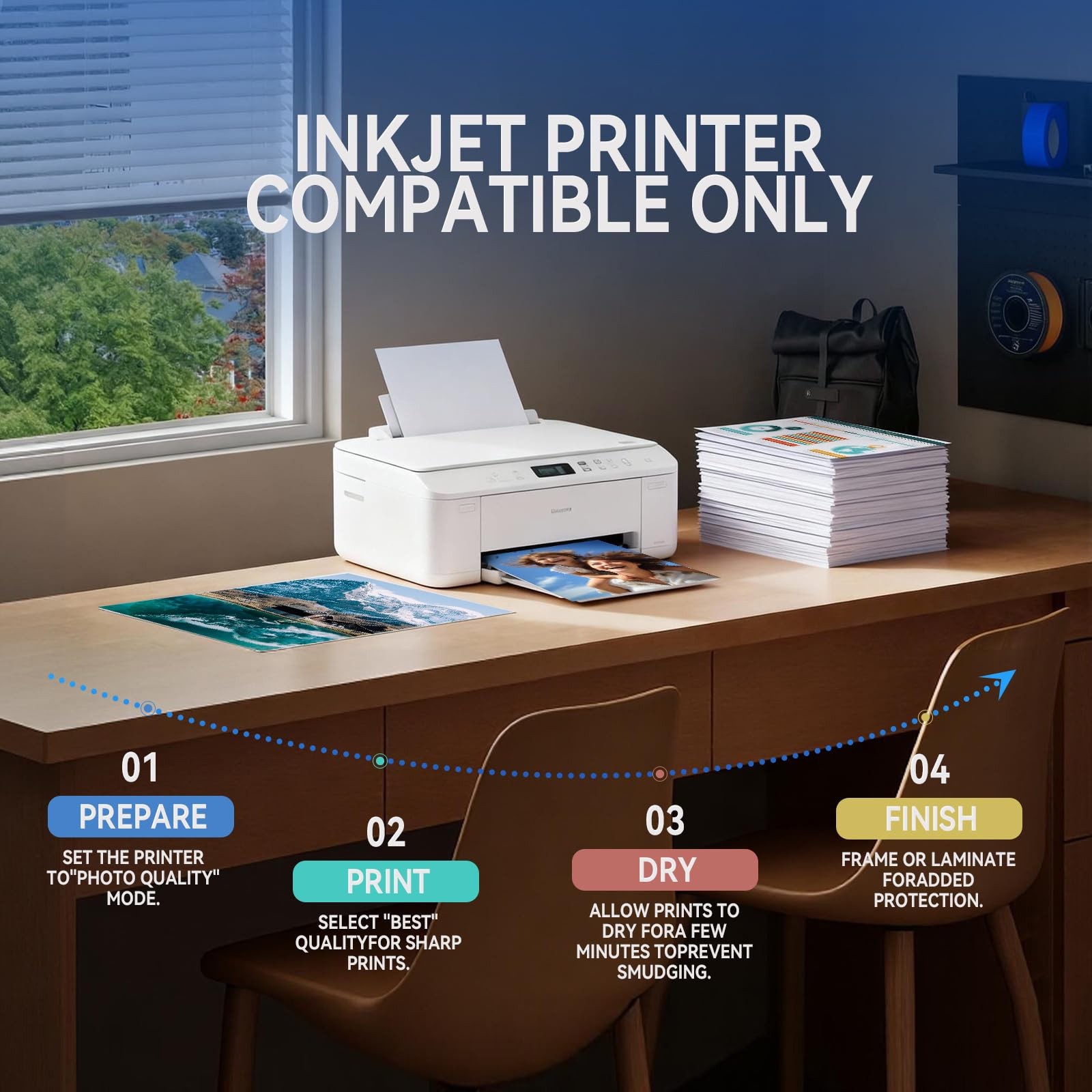 220 Sheets Thin Glossy Photo Paper 120gsm, 8.5×11 Inches Single Side Inkjet P…