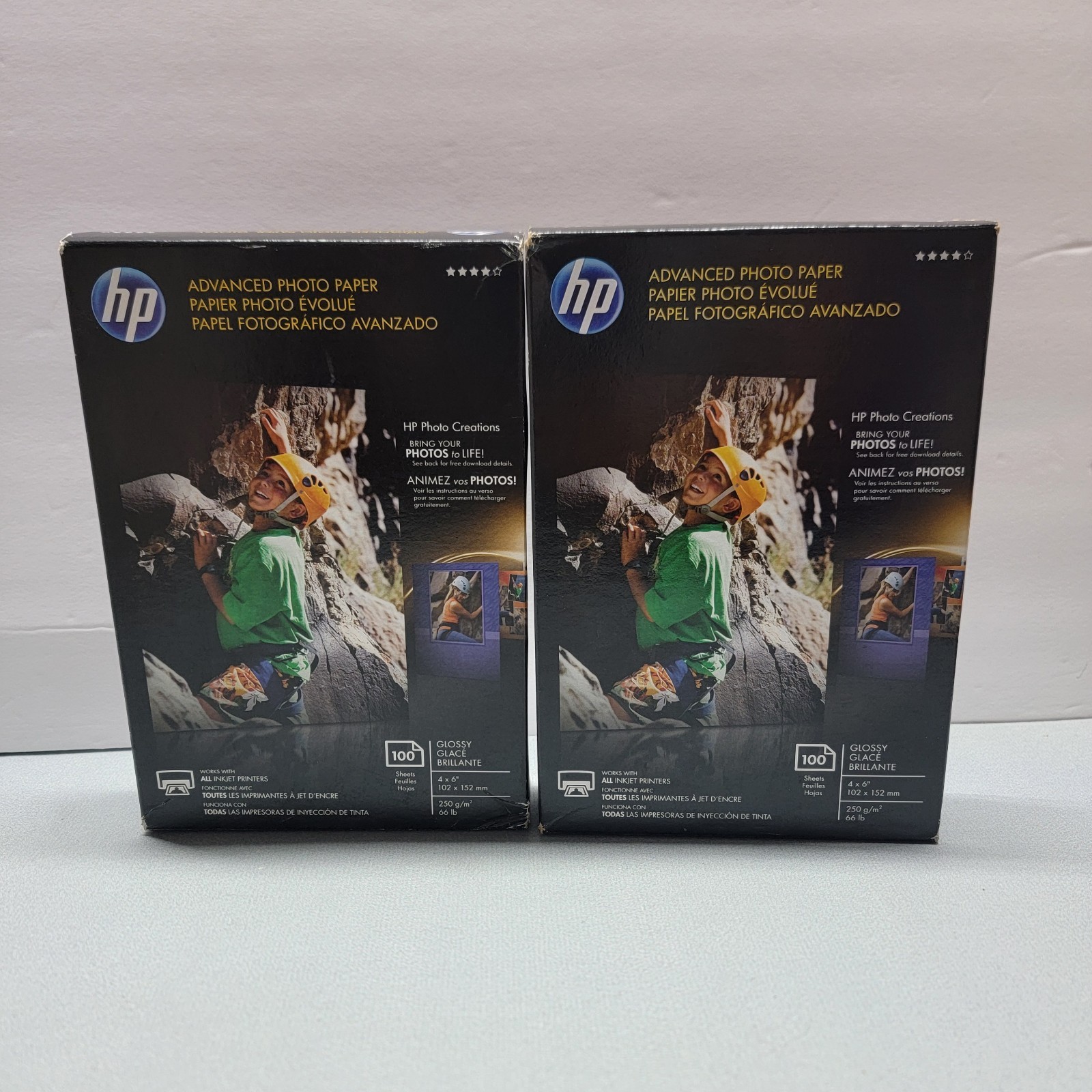 2 -HP Advanced Photo Glossy Q6638A Paper 100 Sheets 4×6 66lb All InkJet Printers