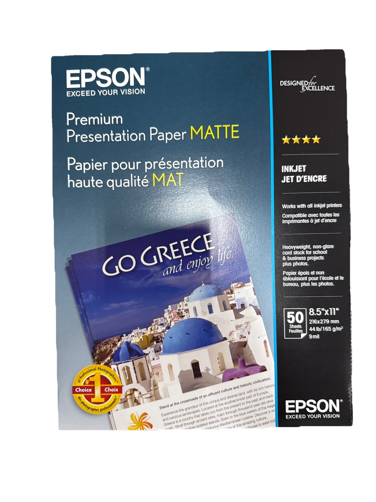Epson Heavyweight 8.5×11 Matte Paper, 50 Sheets (S041257) – 2 Pack