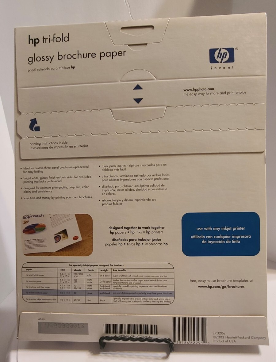 New HP Trifold Glossy Brochure Paper C7020A Inkjet Mailing Seals Lot Of 2