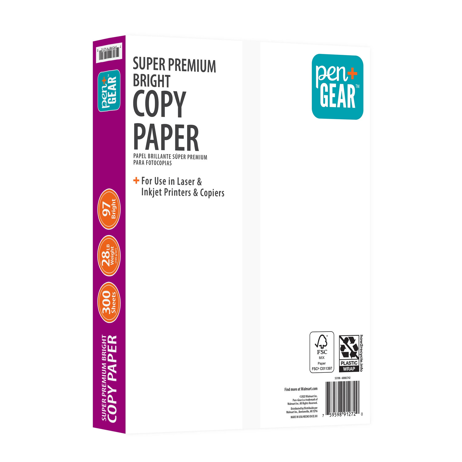Pen+Gear Premium Bright White Paper 8.5×11 28lb 105gsm 300 Sheets (71)