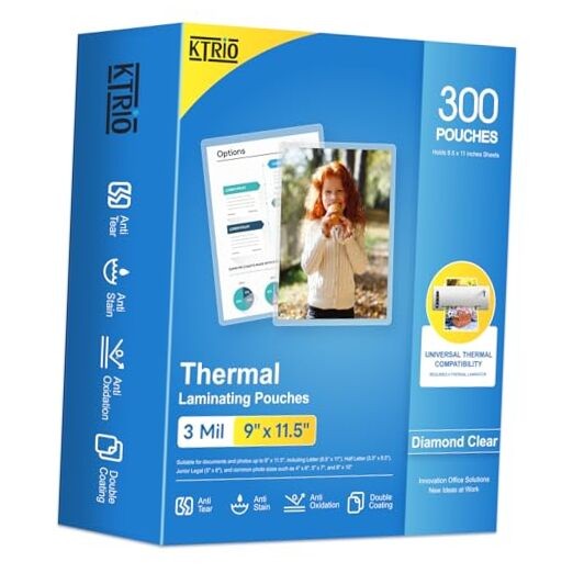 Pack Laminating Sheets, Hold 8.5 x 11 Inches, 3 Mil Thermal Laminating 300