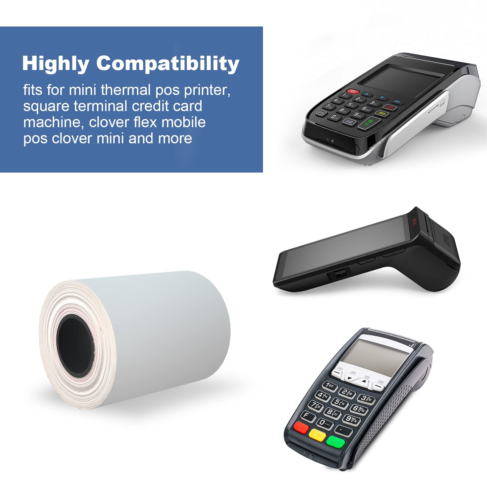 BESTEASY 2-1/4″ x 85′ POS Cash Register Roll Thermal x 85′, White