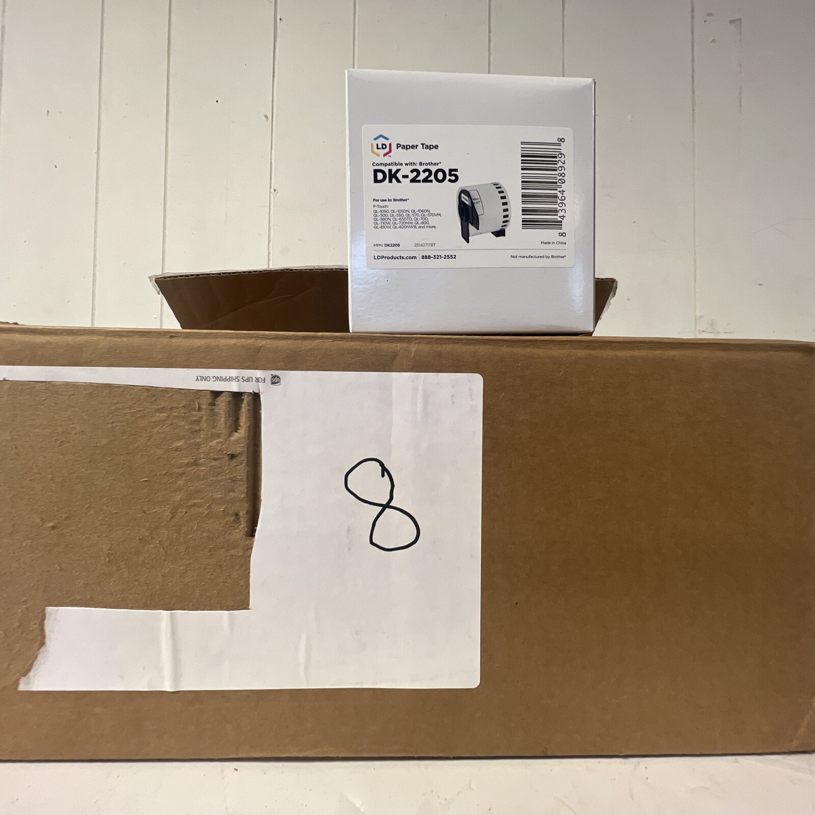 Lot of Ten (8) New Rolls LD Compatible Brother DK-2205 White Paper Tape New