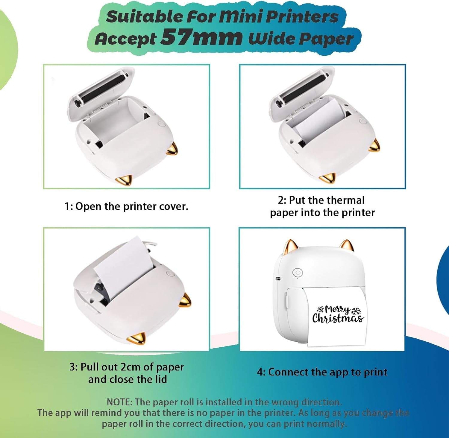 5 Rolls Thermal Printer Paper & 5 Rolls Self-adhesive Stickers, White Printer Pa