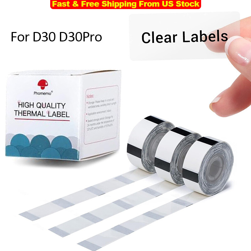 3 Rolls 14x25mm Label Maker Paper Self-Adhesive Clear Thermal Paper For D30 Q30