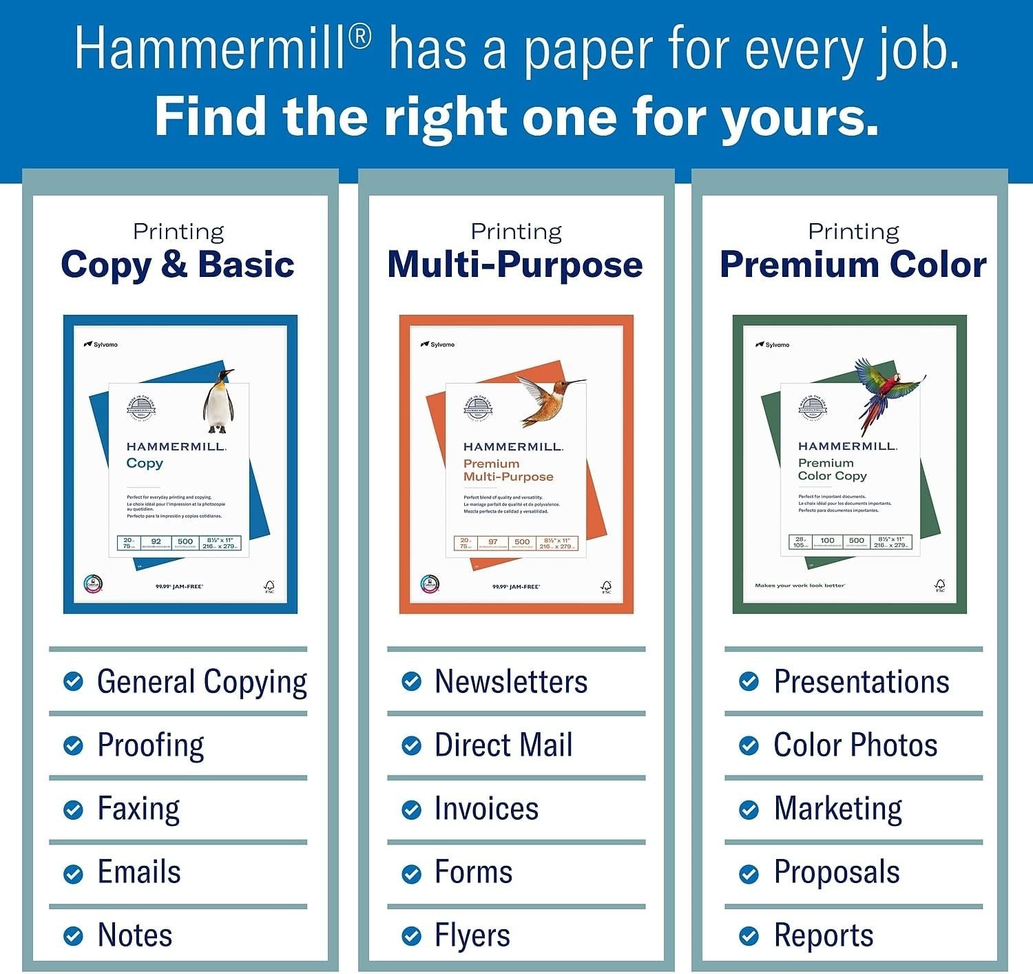 Color-Intensive 24 lb Printer Paper – 500 Sheets – 98 B