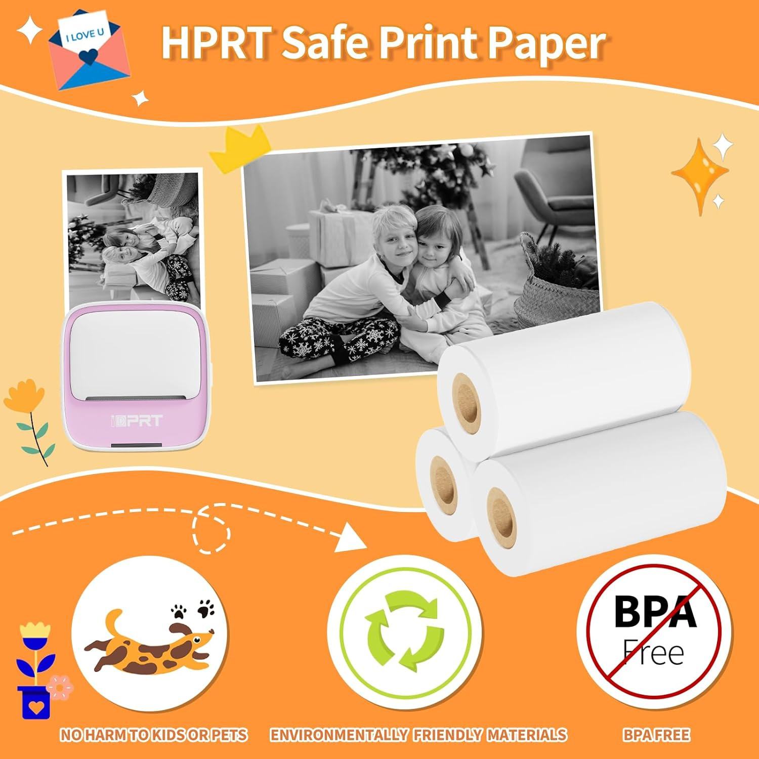 Mini Thermal Sticker Paper 57x29mm 3 Rolls (White)