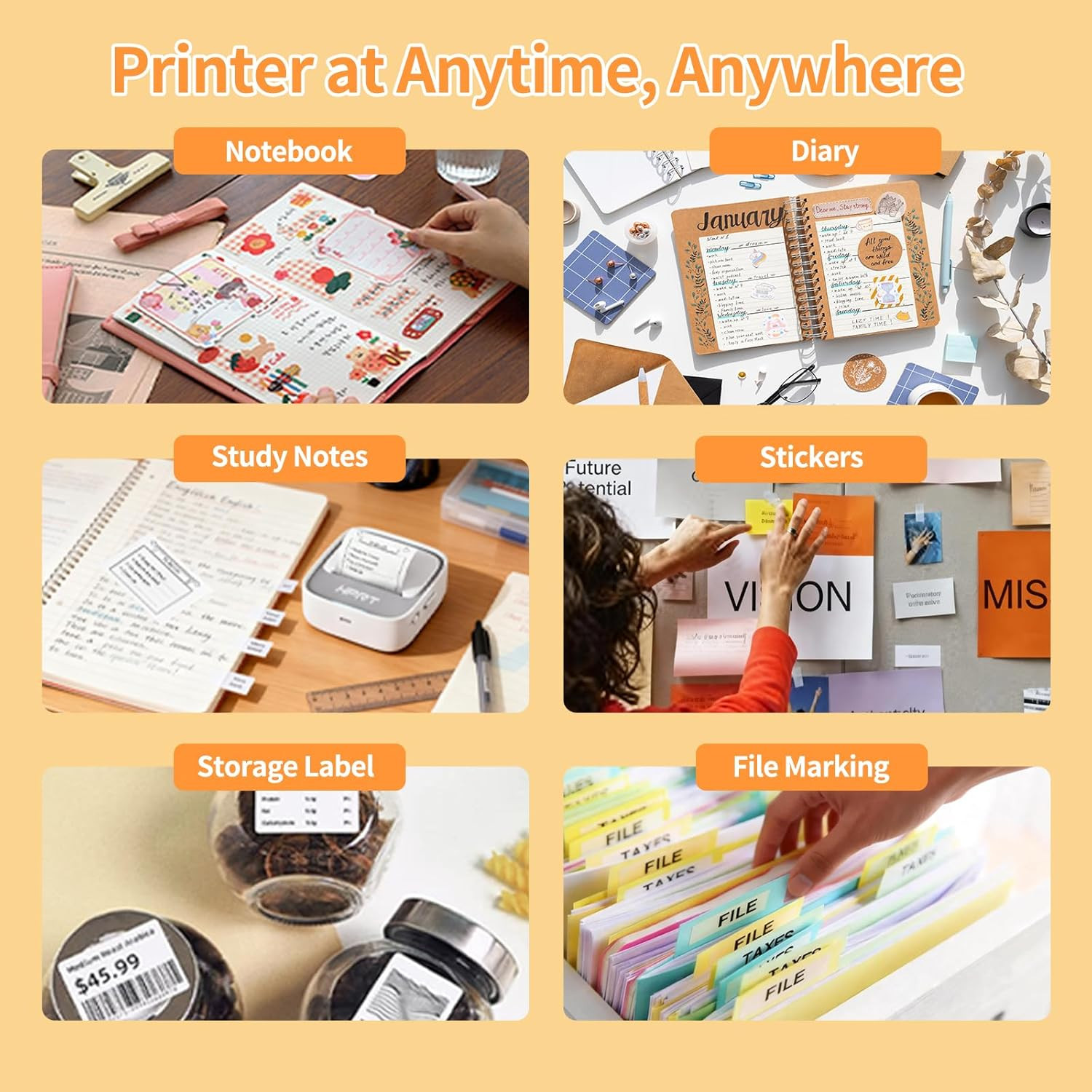 Mini Thermal Sticker Paper 57x29mm 3 Rolls (White)