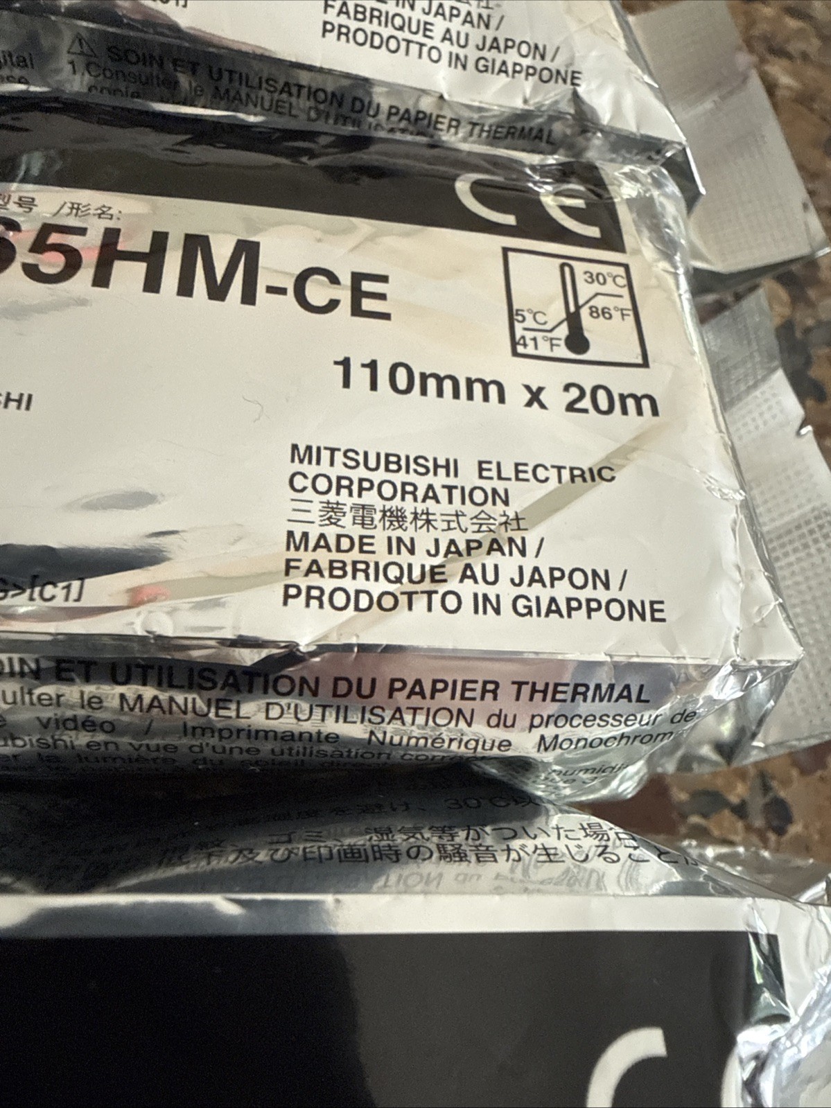 3 Rolls Lot Mitsubishi Electric K65HM-CE/KP65HM-CE High Density Thermal Paper