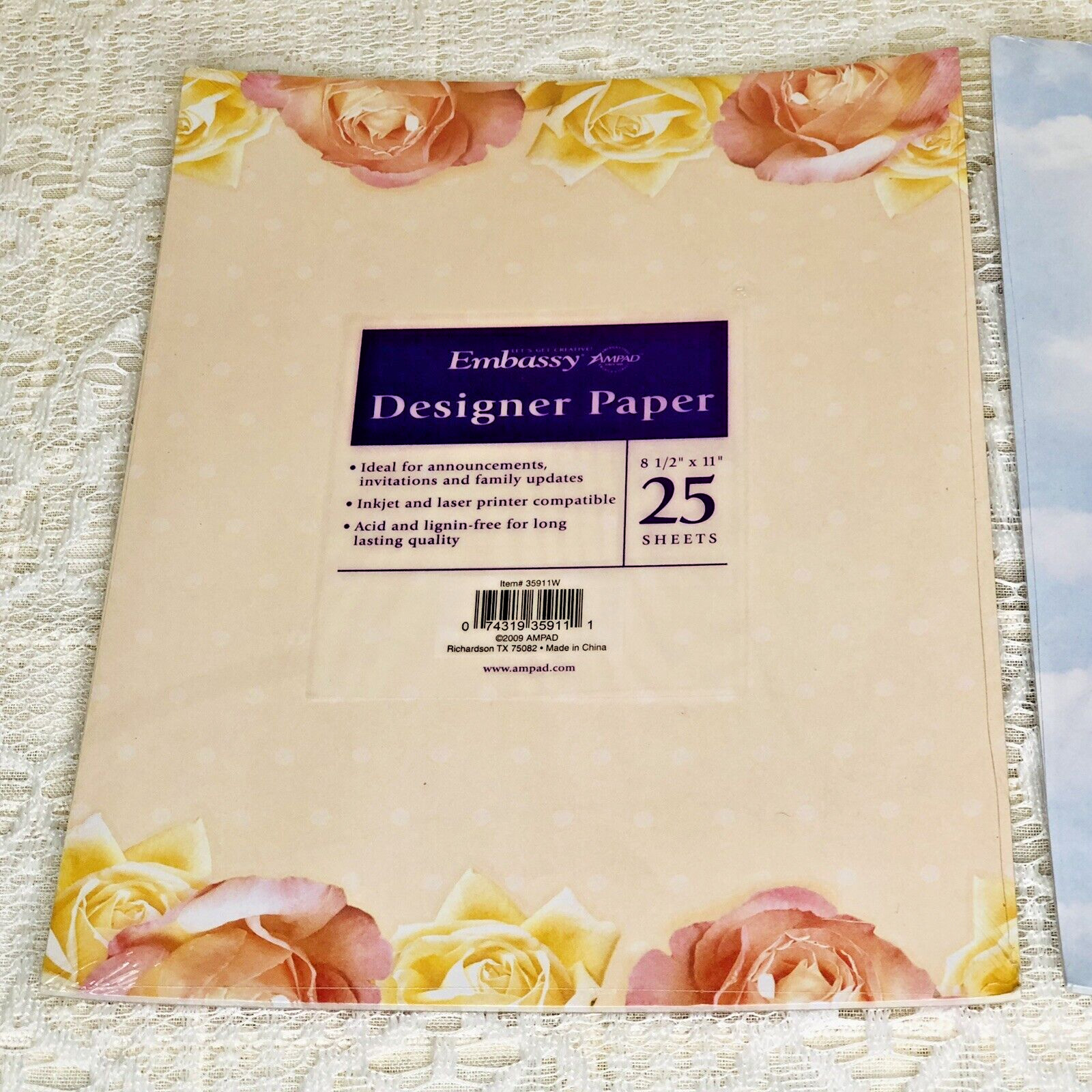 Embassy Designer Printer Paper 25 Sheets 8.5×11 Inkjet Laser Drawing 2 Pack NEW